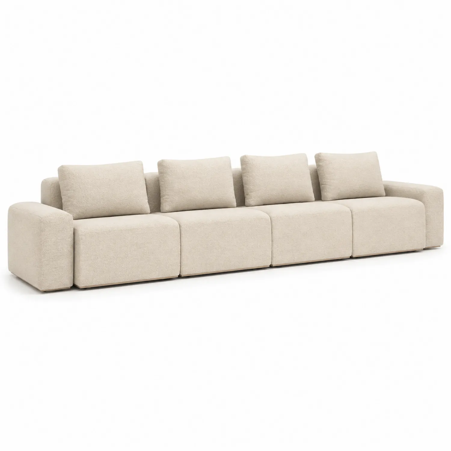 Canapé modulable en tissu beige 4 places 300 cm