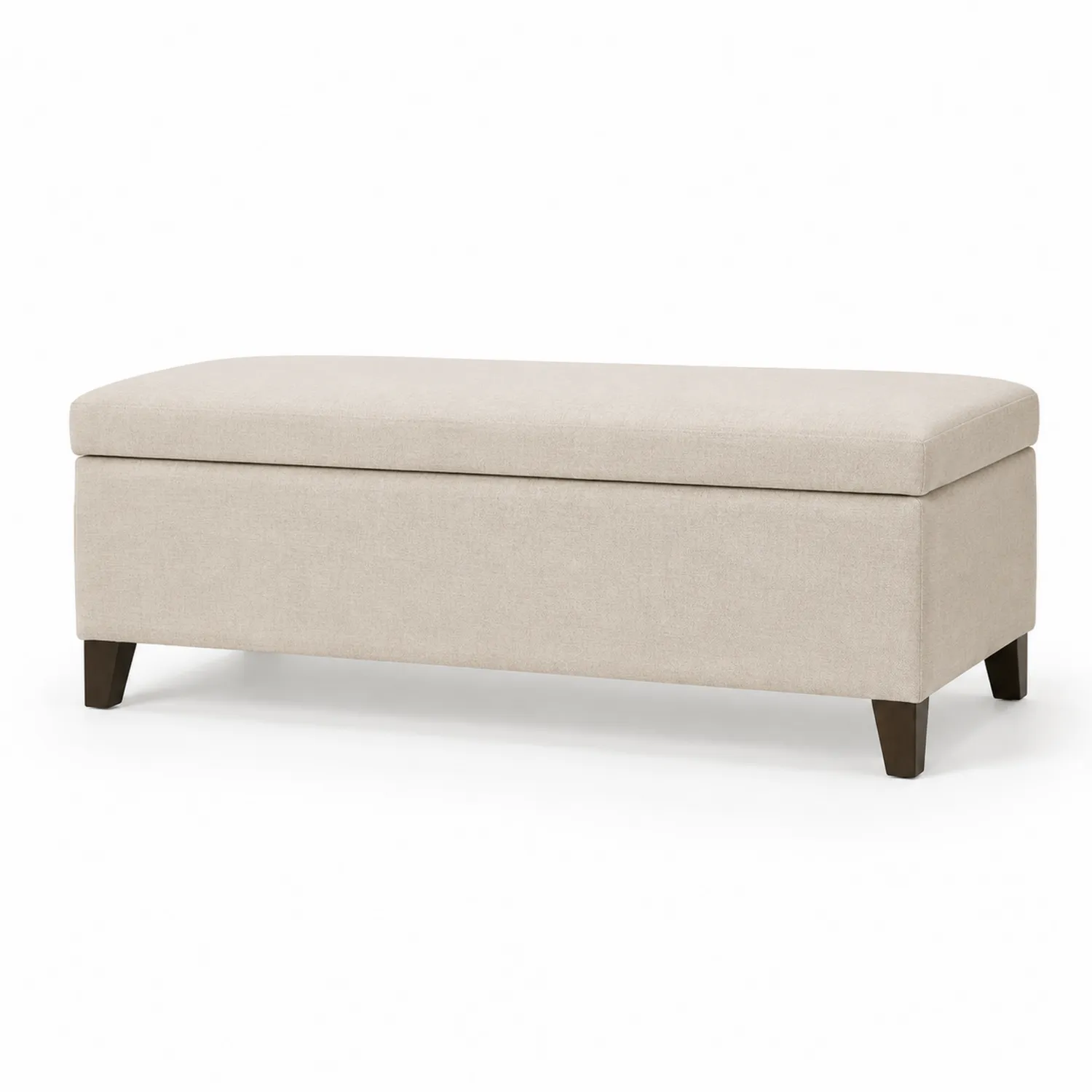 Banc de rangement en tissu avec pieds en bois