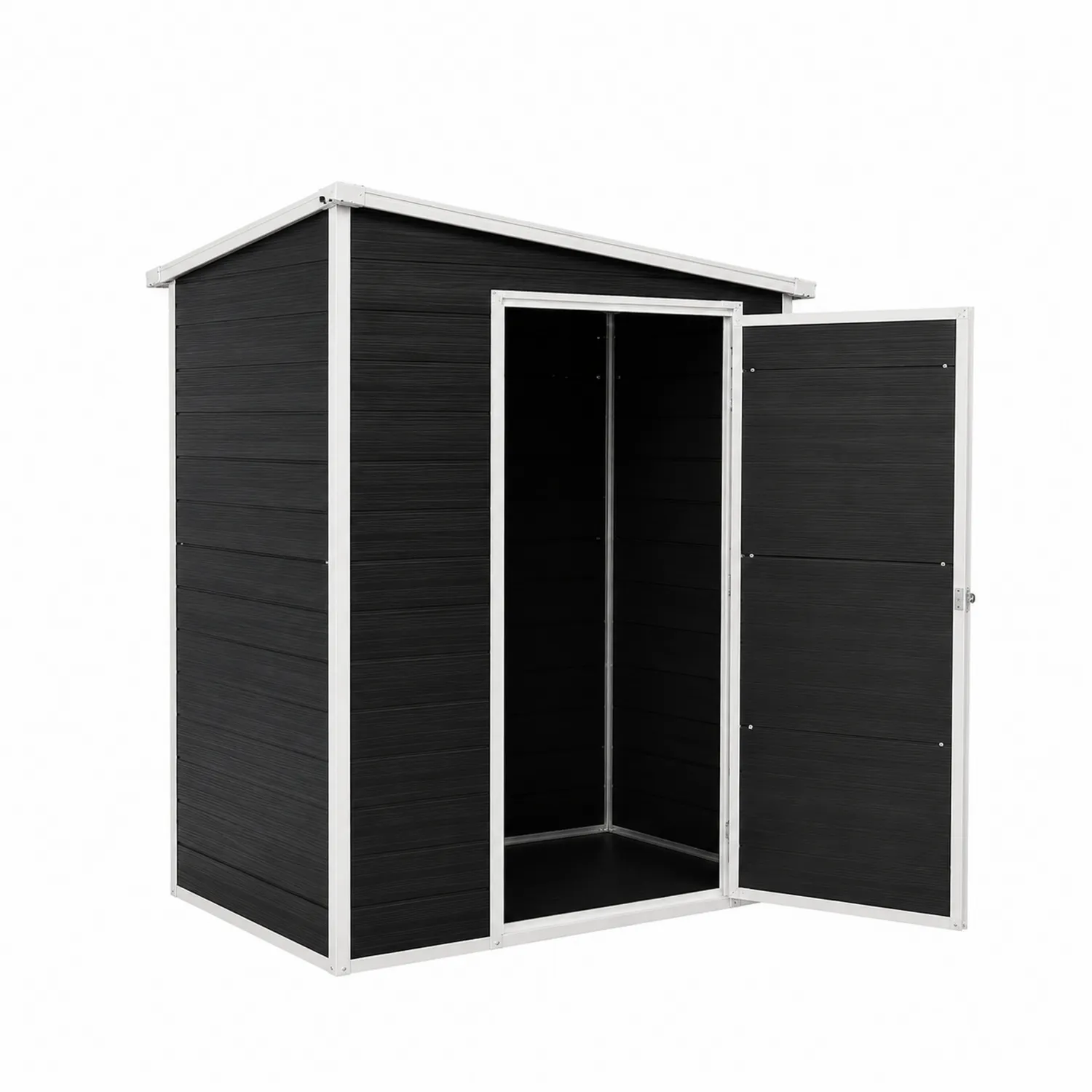 Abri de rangement extérieur noir en métal et polypropylène 180x105x80 cm