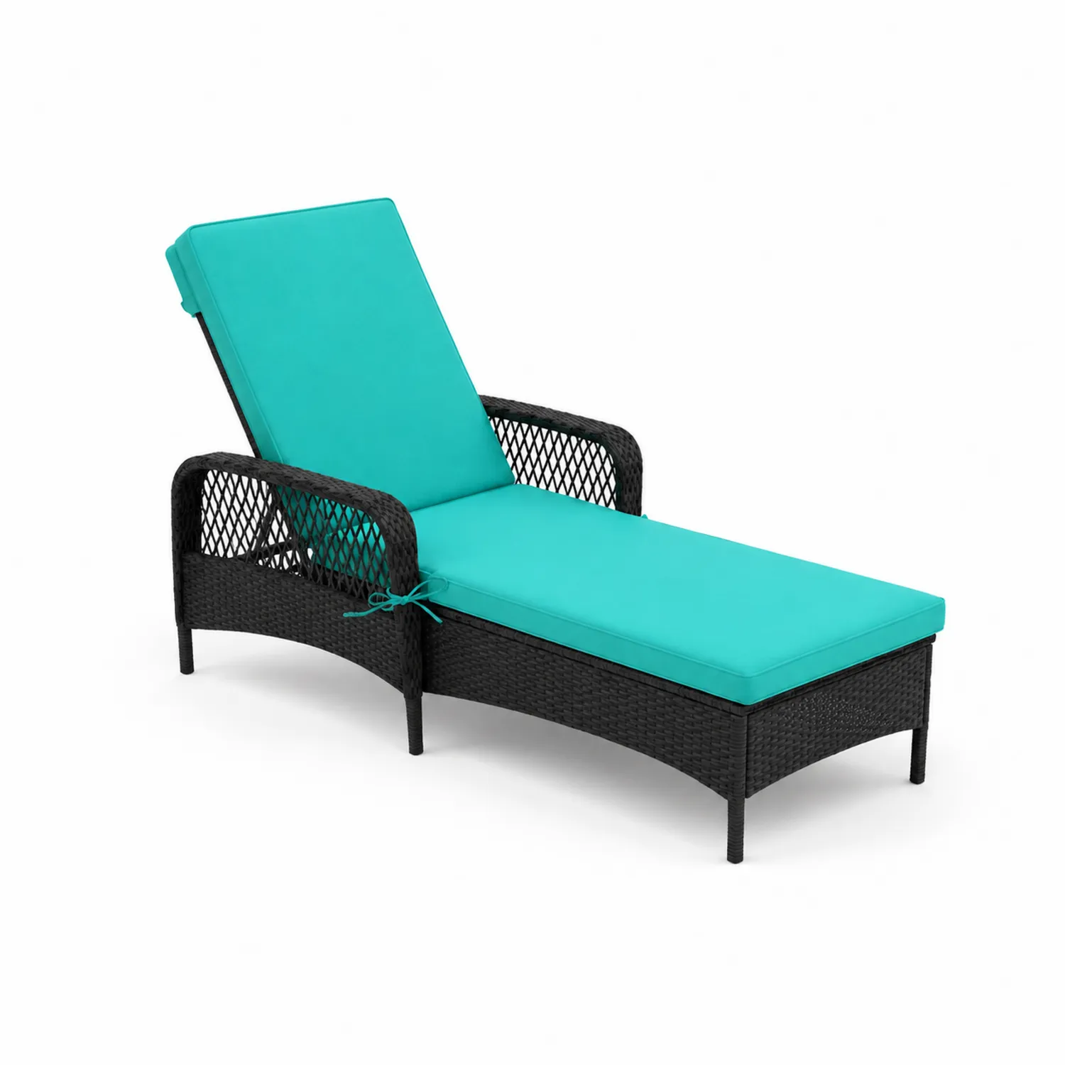 Transat en Résine Tressée avec Coussin Turquoise
