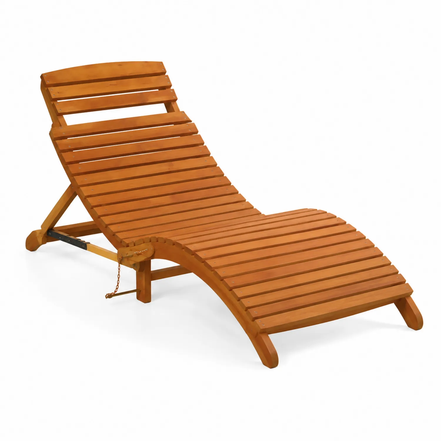 Chaise longue en bois d'acacia 198cm Brun
