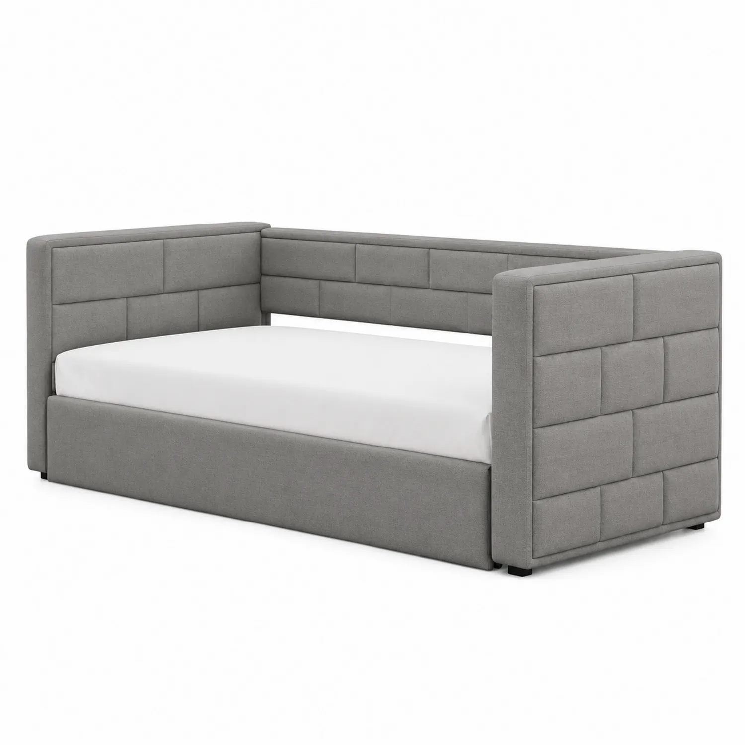 Lit de jour en bois et tissu Gris 190x90 cm