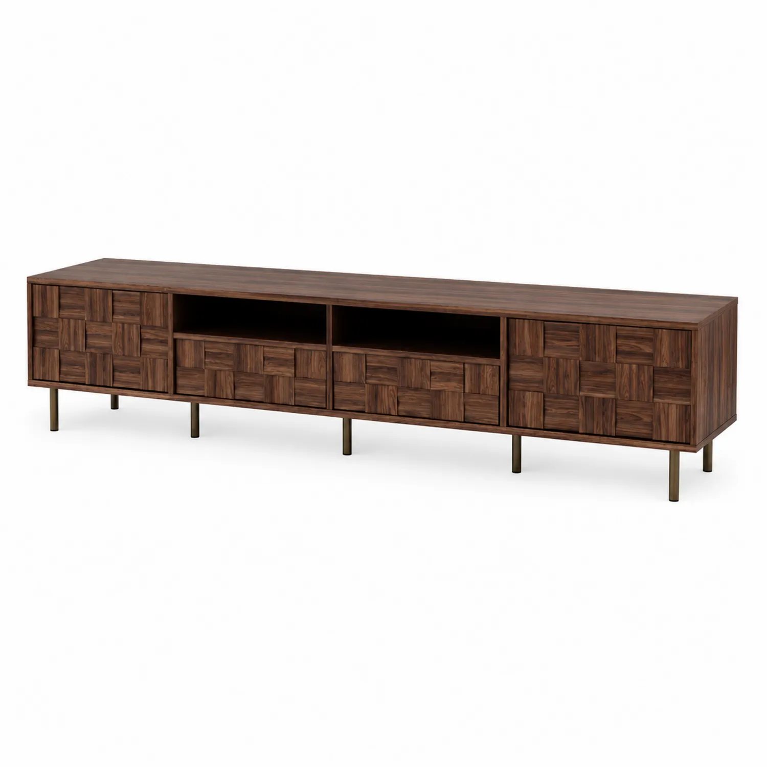Meuble TV en bois et métal noyer foncé 200x40x50 cm