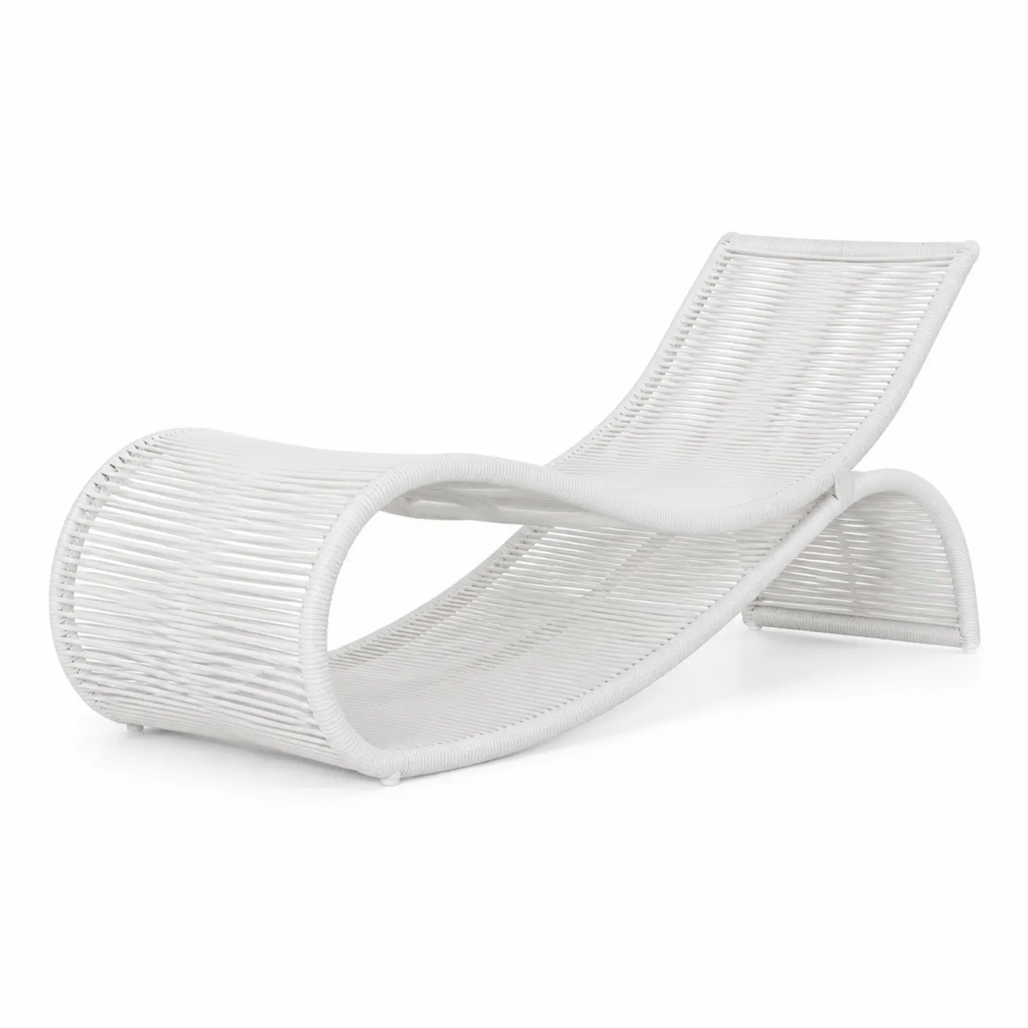 Chaise longue en résine tressée blanche