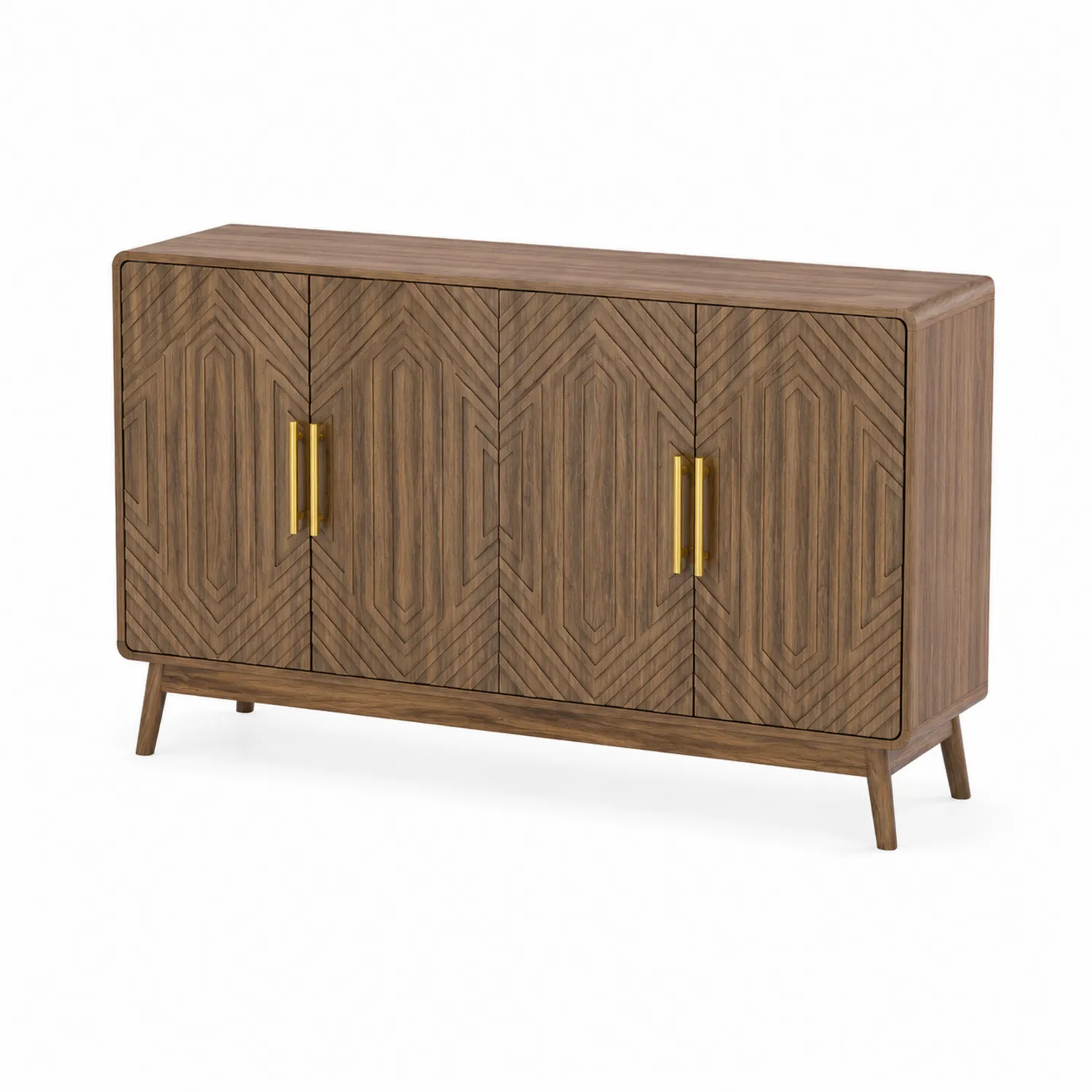 Buffet en bois Massif avec poignées dorées