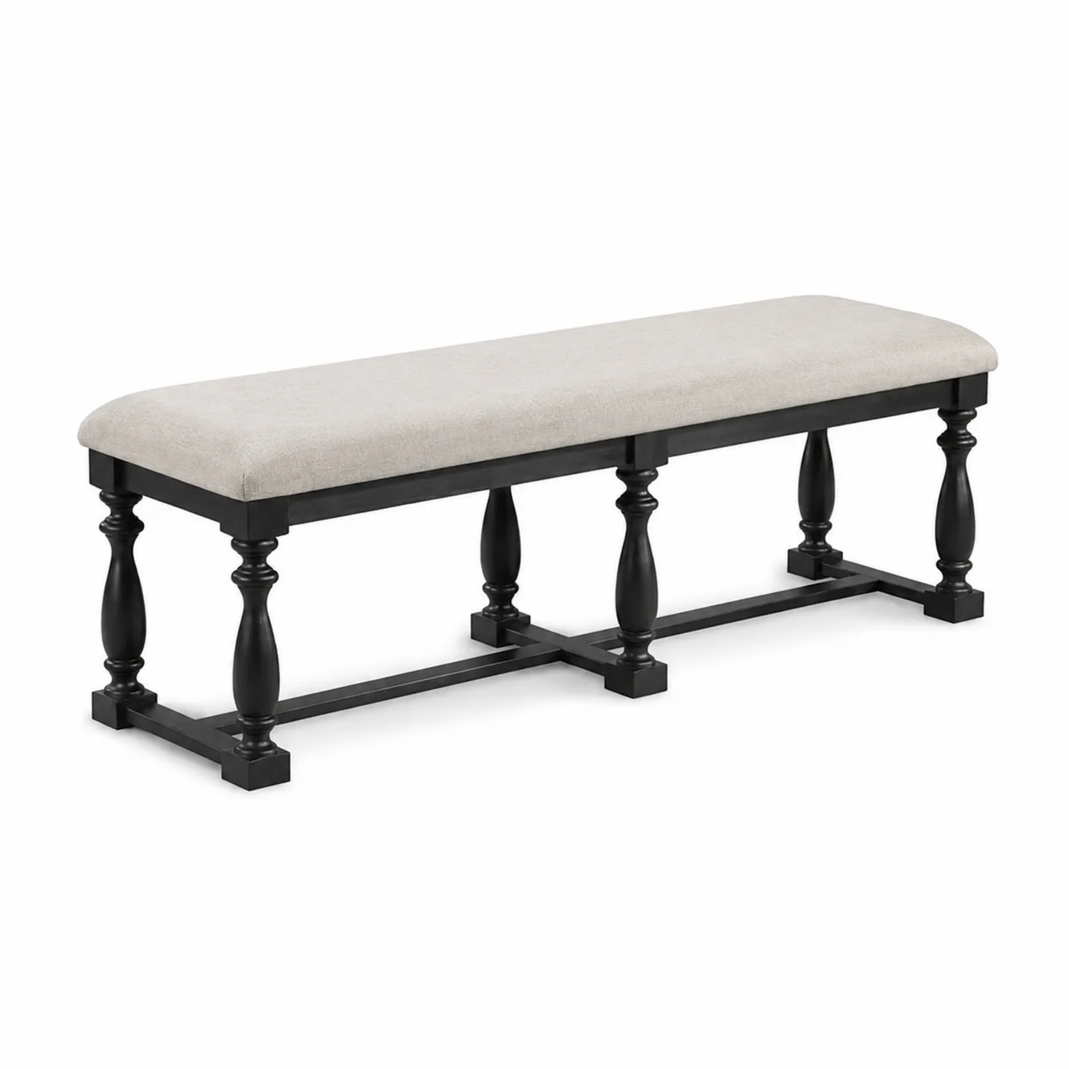 Banc en bois avec assise en tissu beige