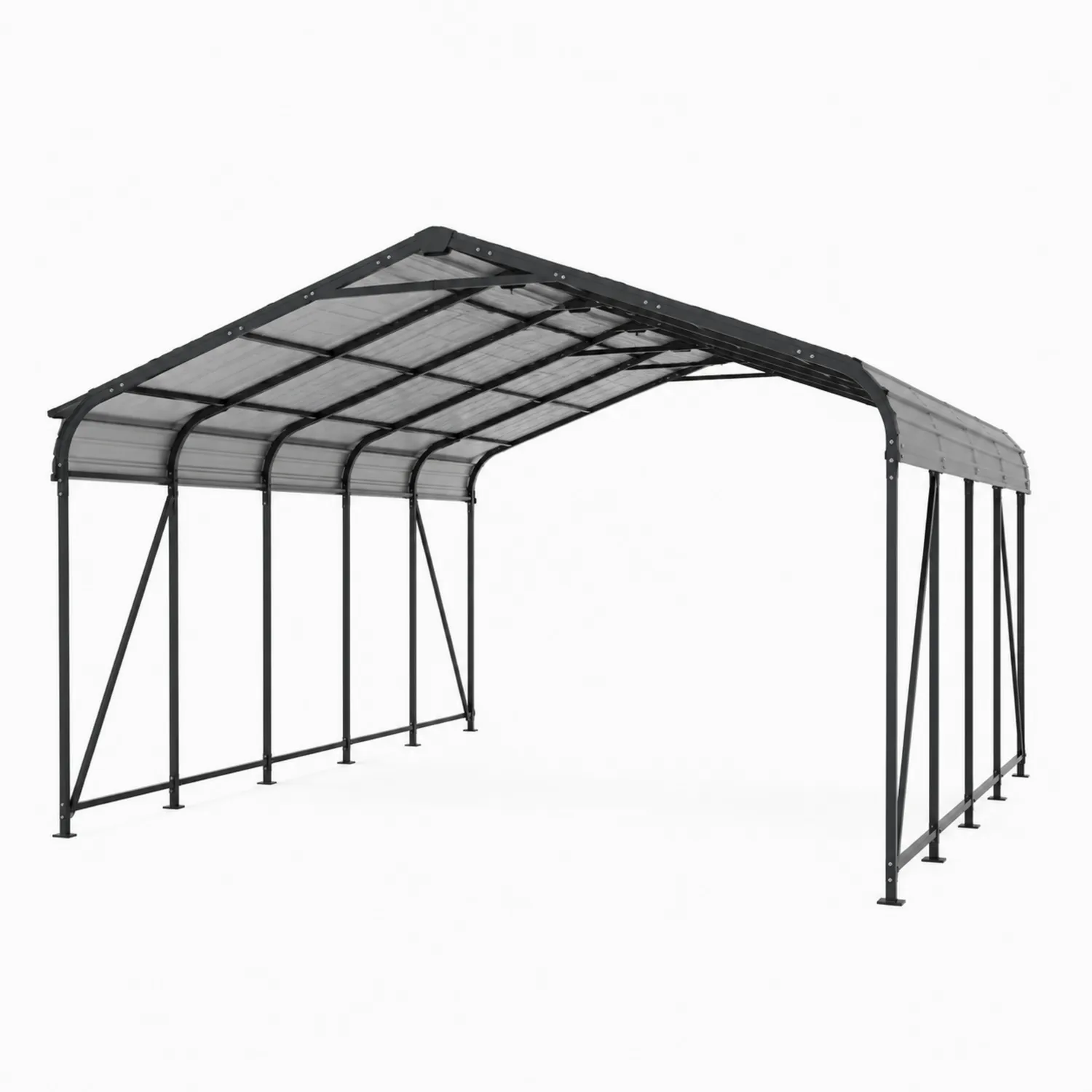 Abri Voiture Métallique Polycarbonate Gris 600x300x200 cm