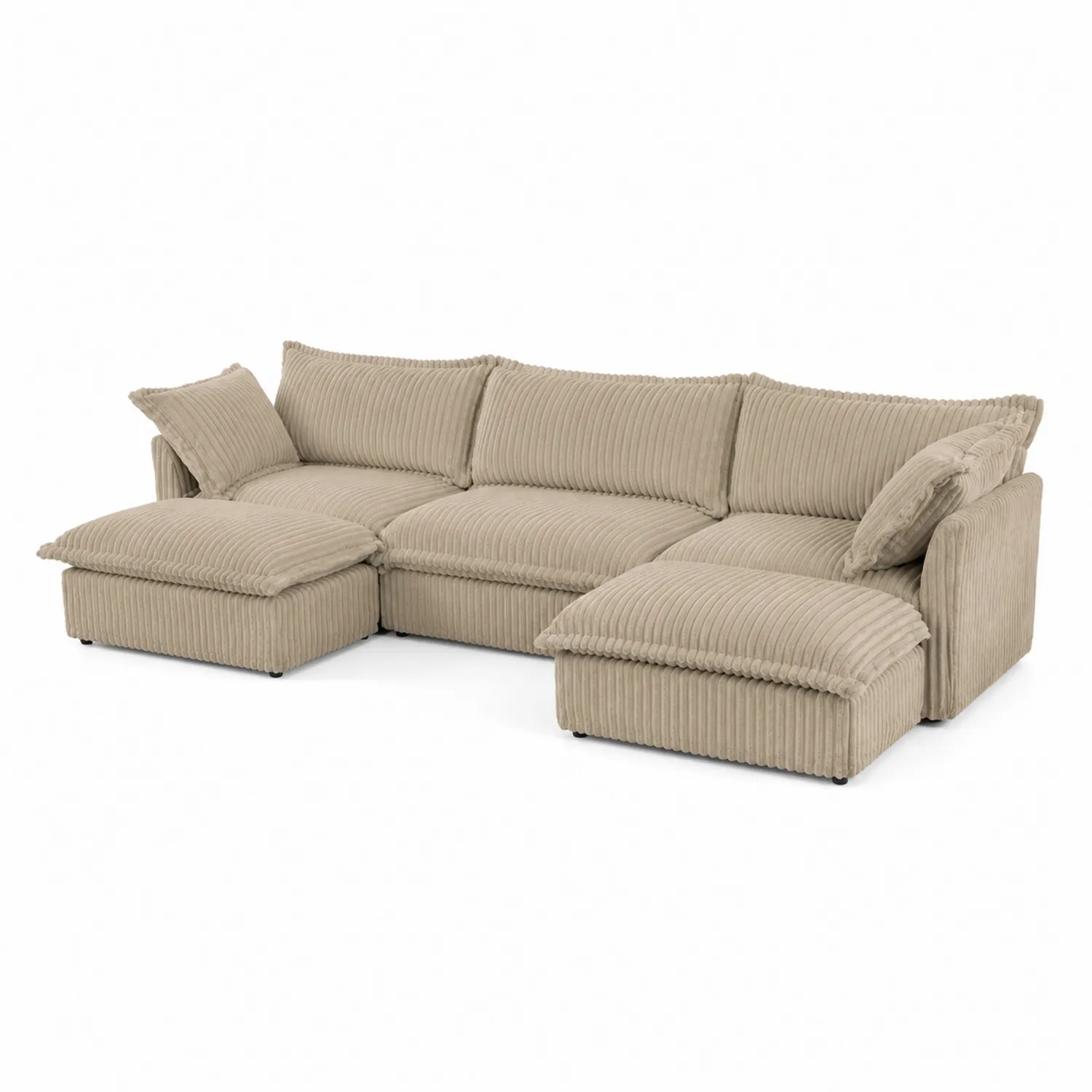 Canapé modulaire en L en velours côtelé Beige 300 cm x 180 cm