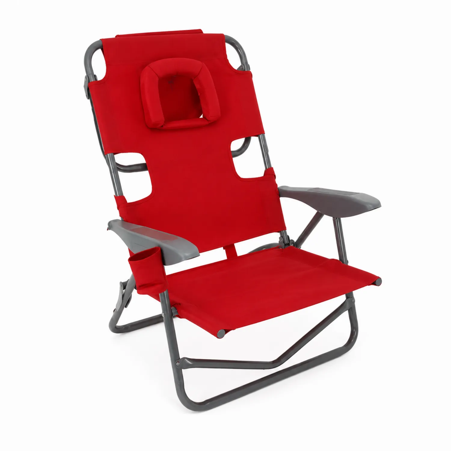 Chaise pliante en acier et tissu Rouge avec repose-tête