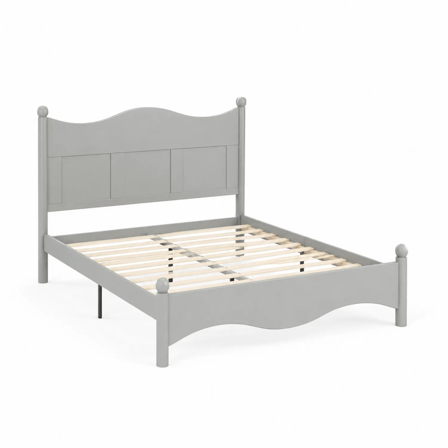Lit double en bois gris avec cadre en pin massif 140x200 cm