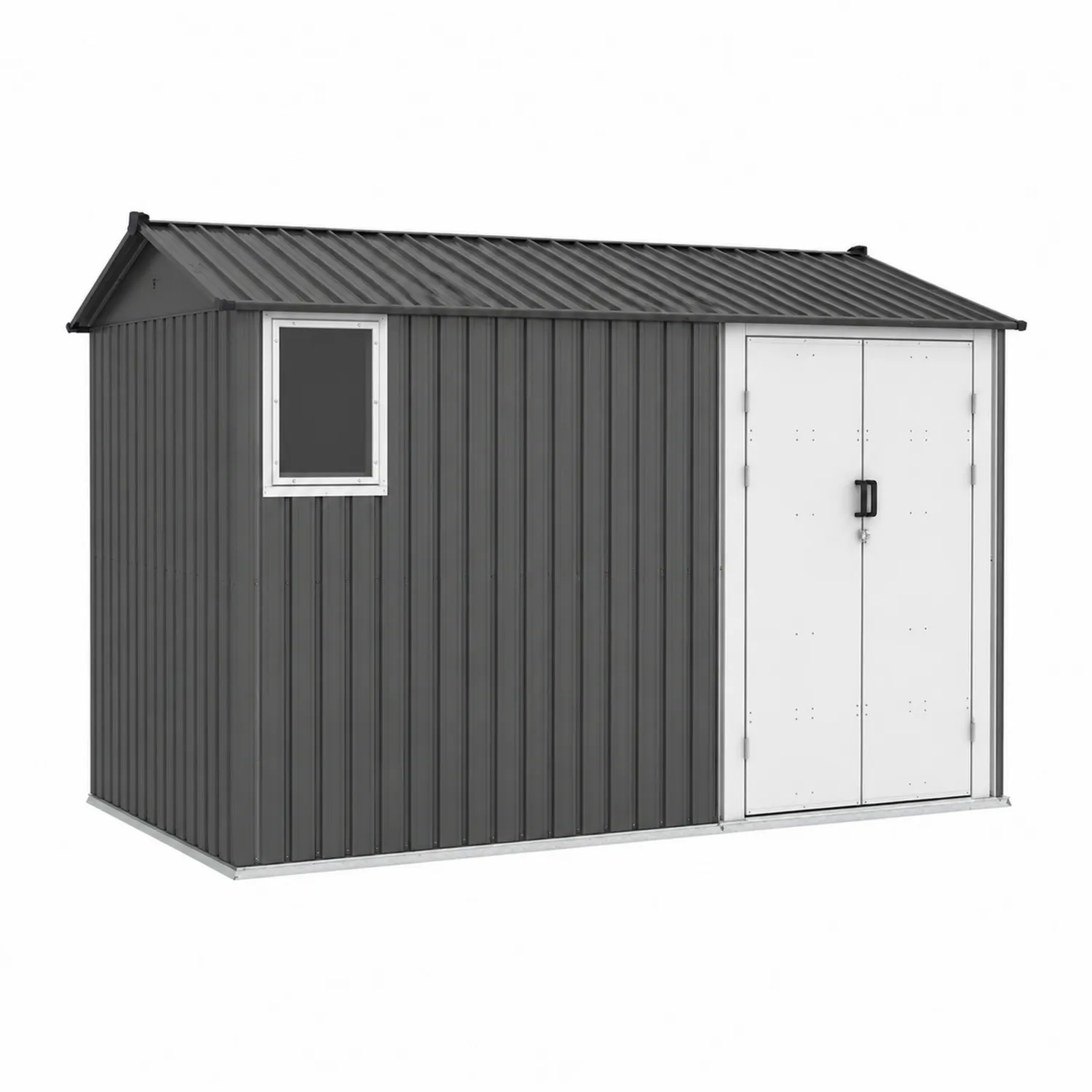 Abri de Jardin en Métal avec Porte Double et Fenêtre