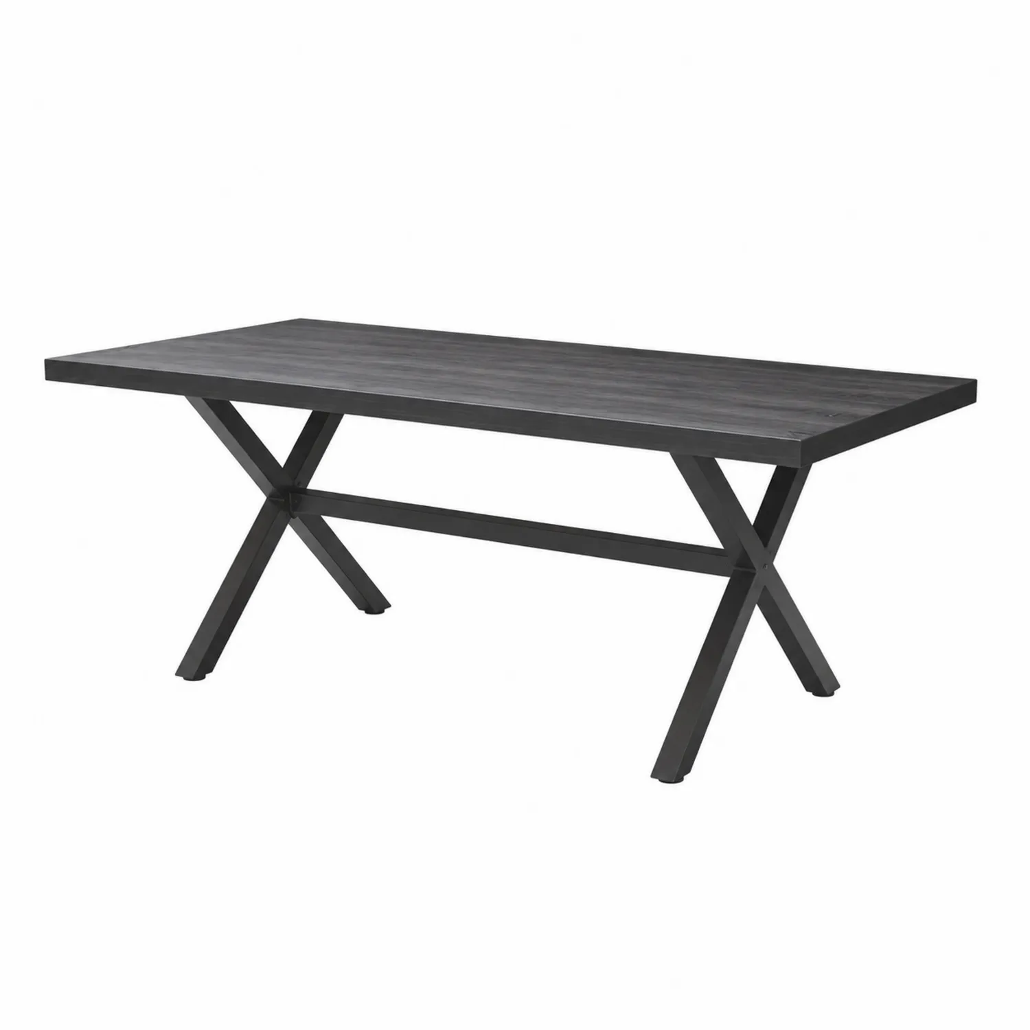 Table de jardin rectangulaire en métal noir avec revêtement 180x90x75 cm