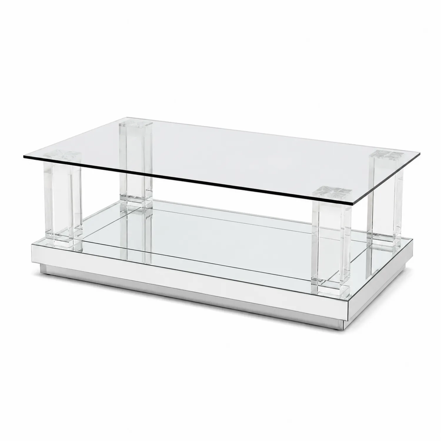 Table basse en verre trempé avec support en acrylique