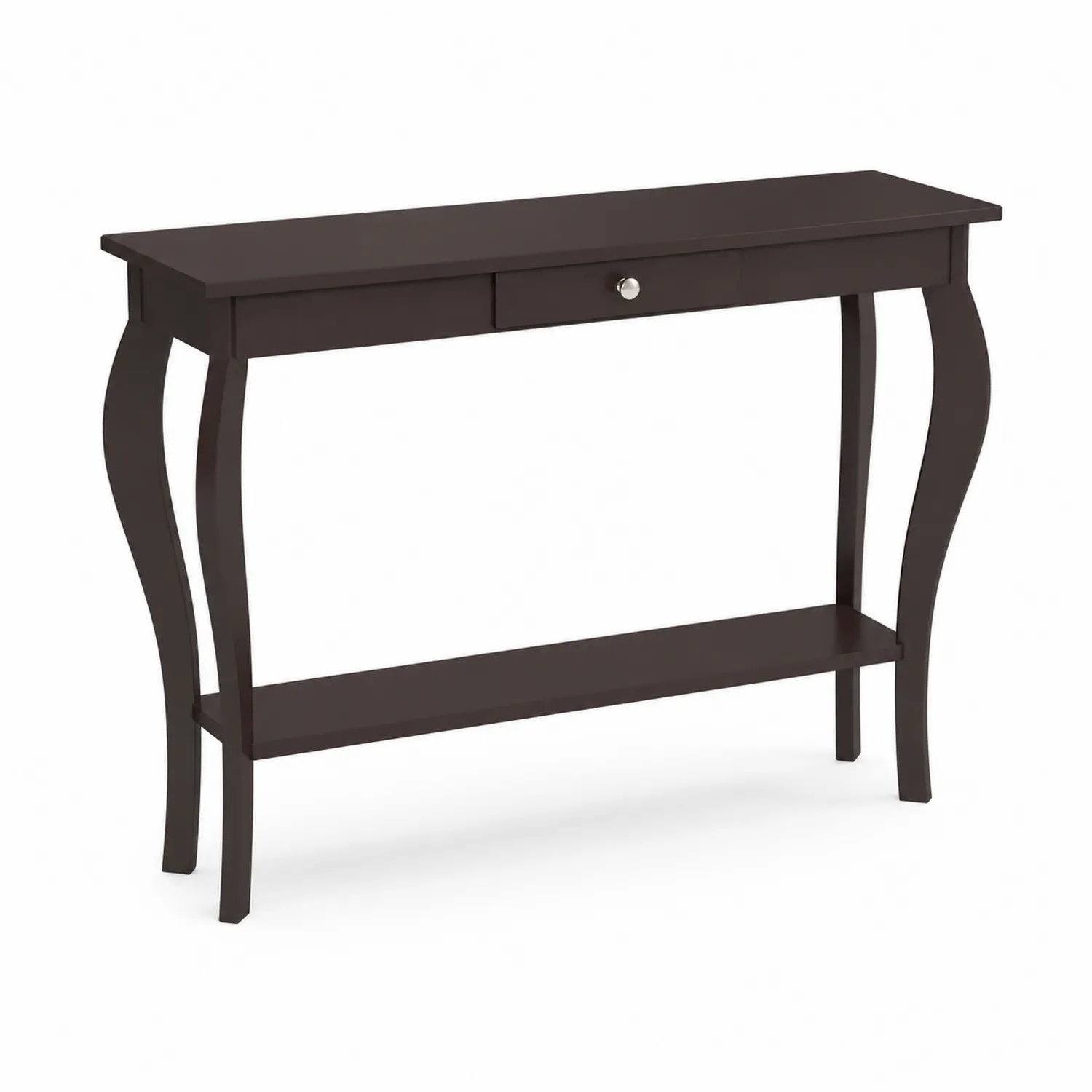 Console en bois Marron avec tiroir et étagère 110 cm