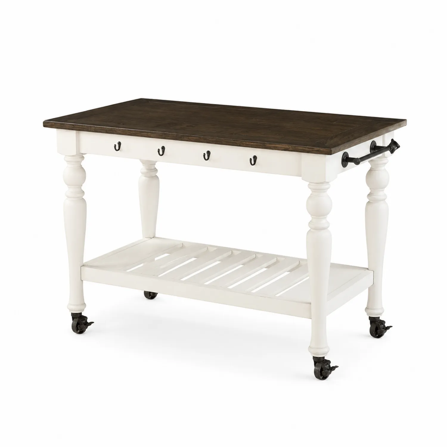 Chariot de cuisine en bois avec plateau brun