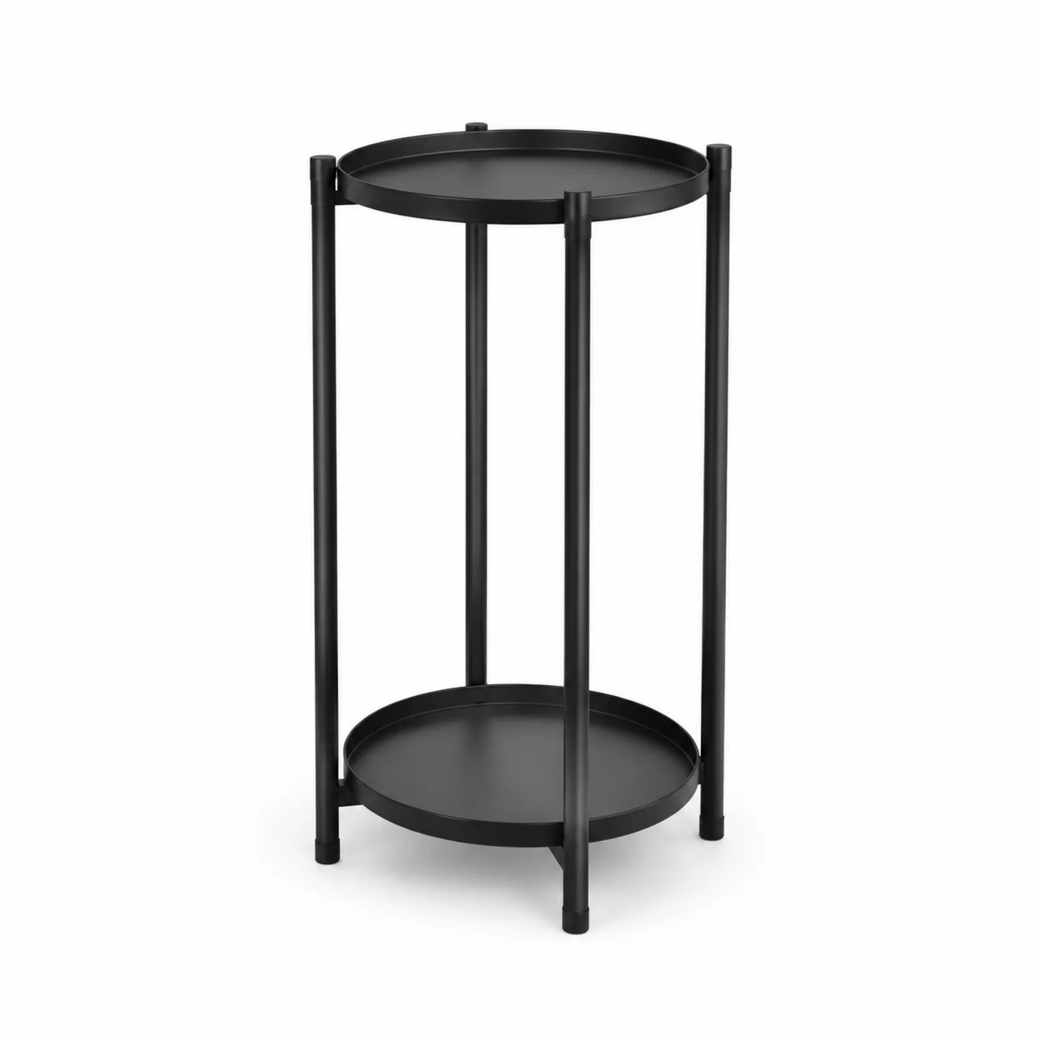 Table de support en métal noir à deux niveaux 65 cm
