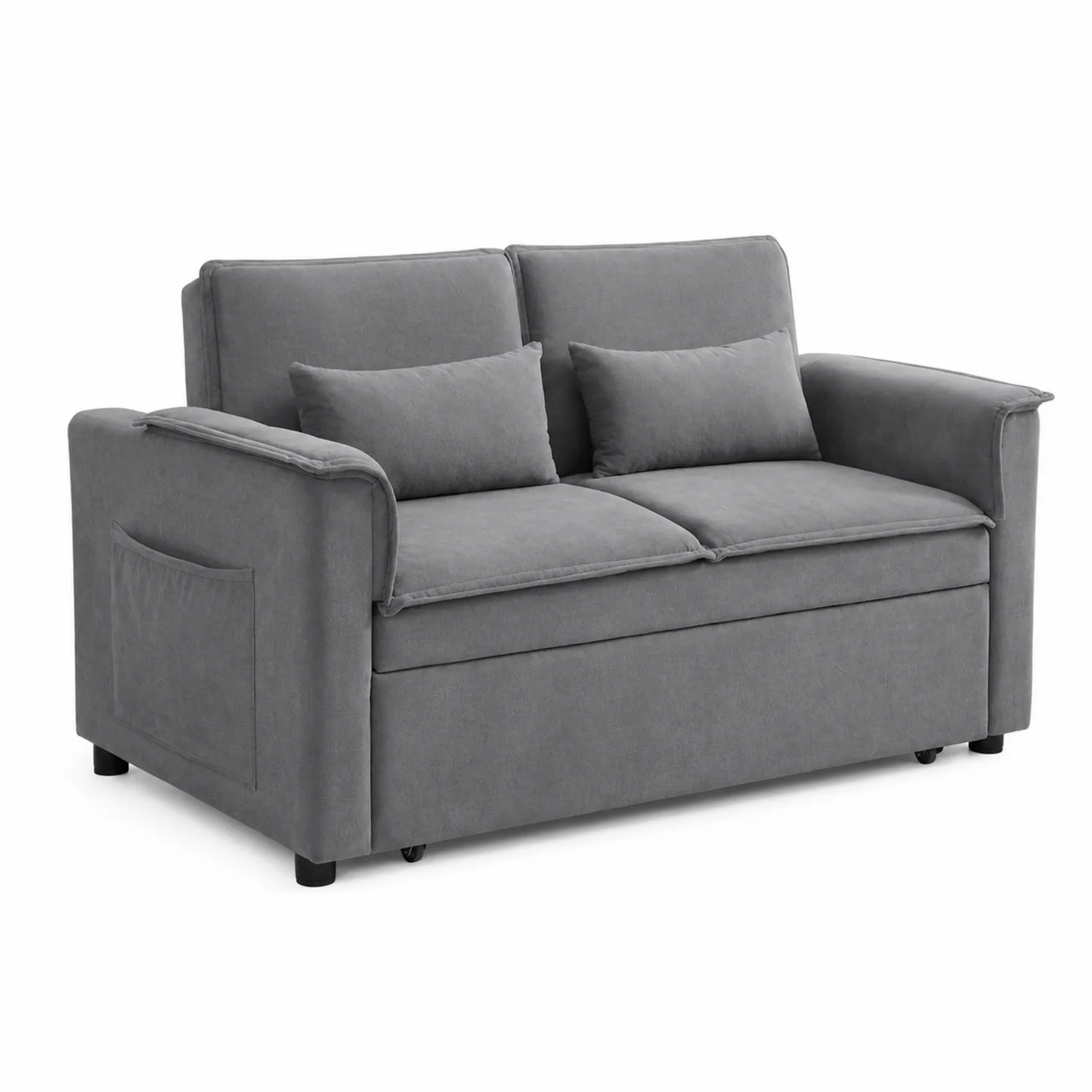 Canapé convertible 2 places en tissu gris