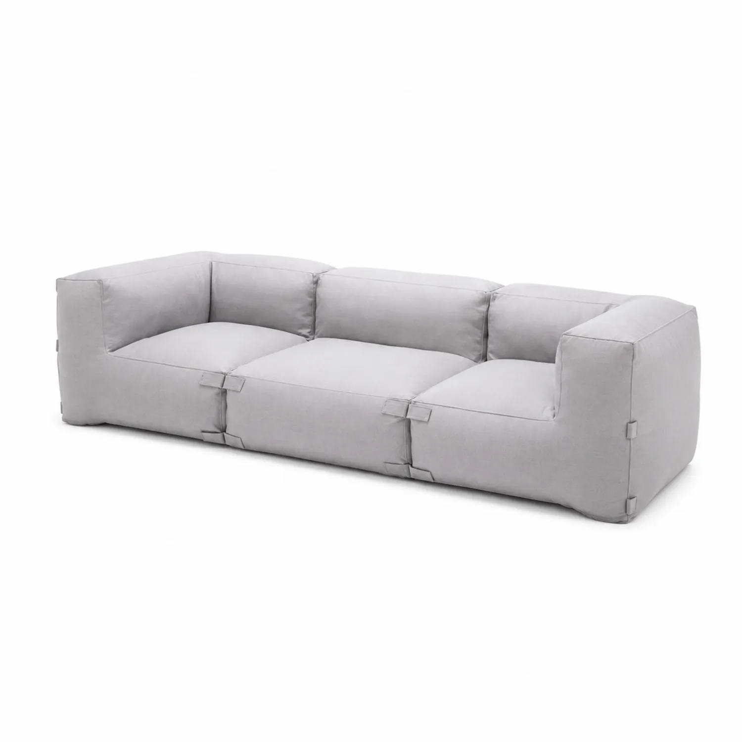 Canapé droit 3 places en tissu polyester gris