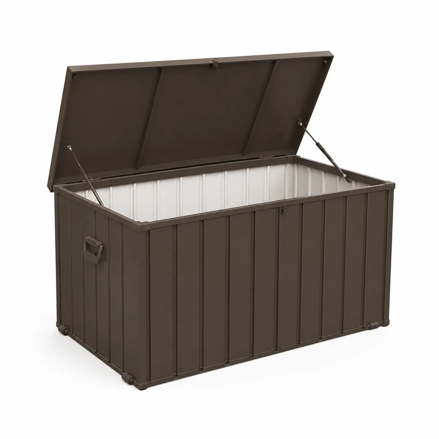 Coffre de rangement extérieur en métal marron 117x45x56 cm