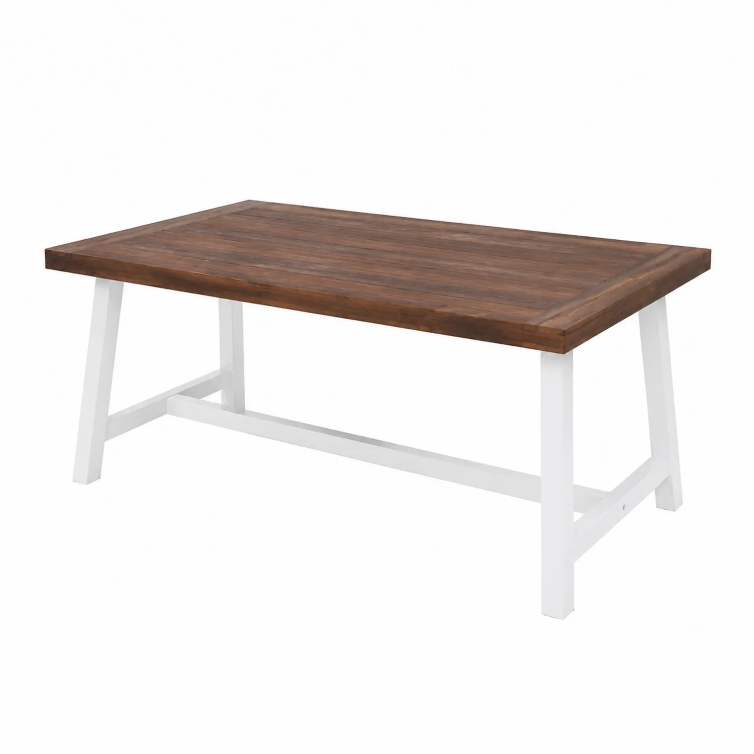 Table de jardin rectangulaire en bois et métal blanc 180 cm