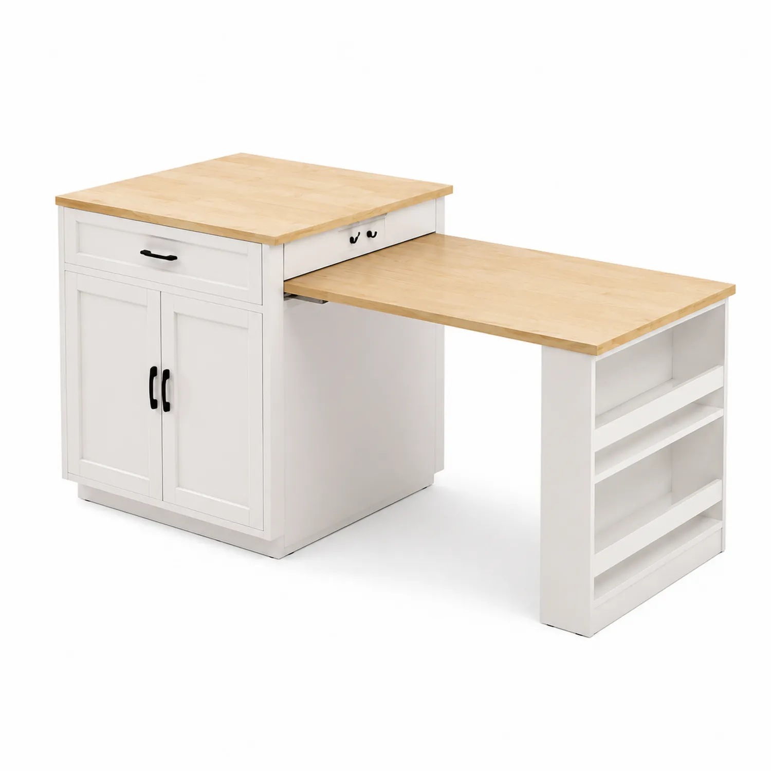 Îlot de cuisine extensible en bois et MDF