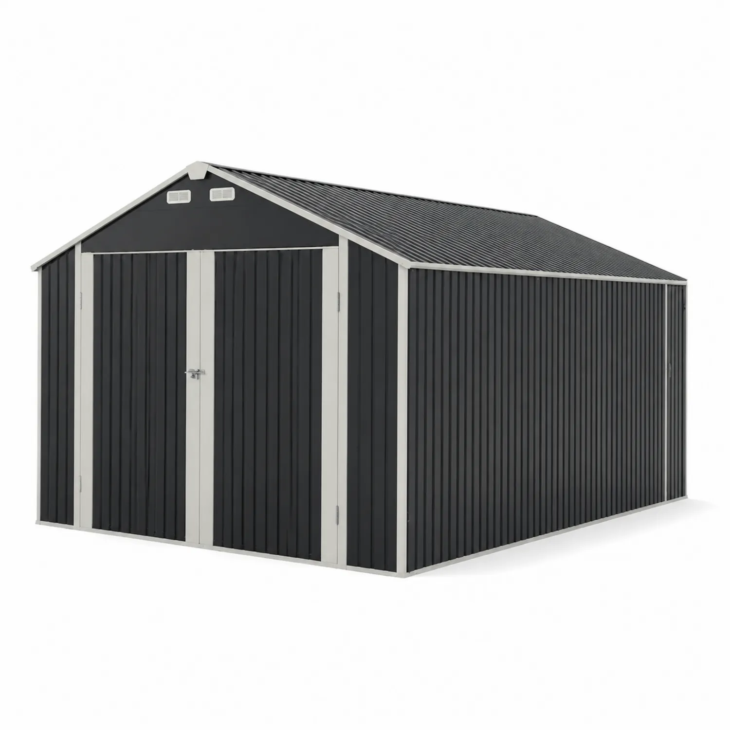 Abri de jardin en métal Acier Galvanisé 400x300x200 cm Gris/Noir