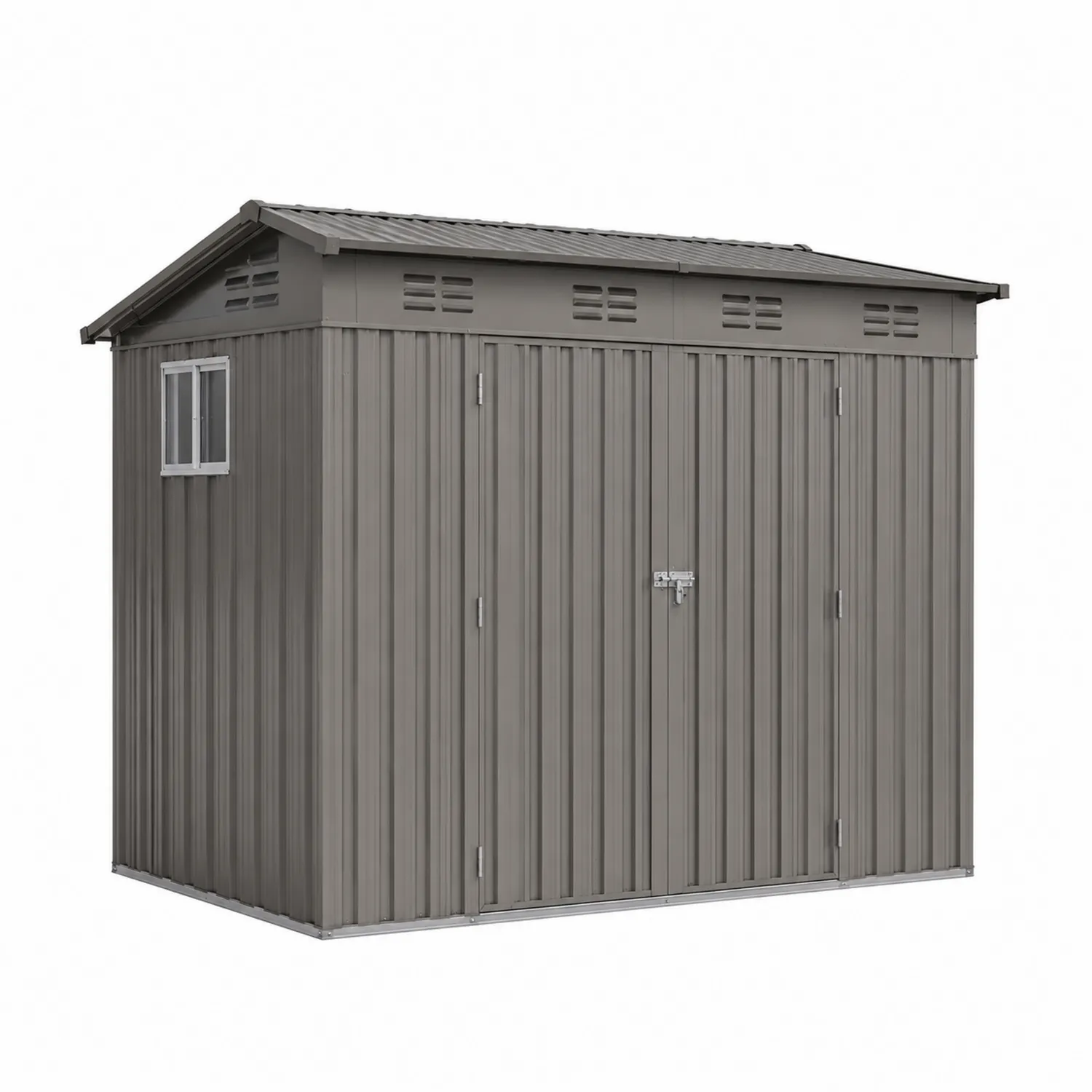 Abri de jardin en métal gris avec fenêtre