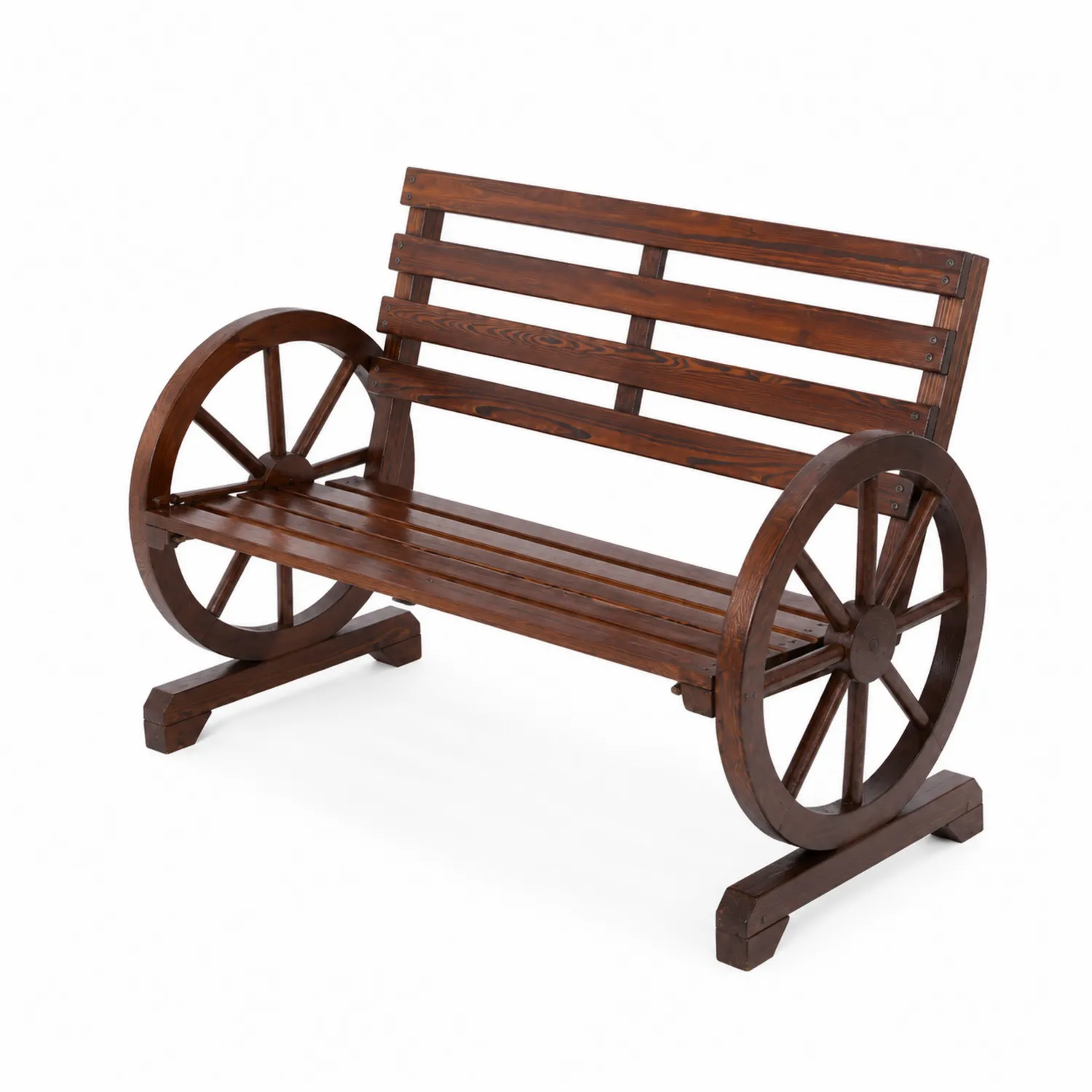 Banc d'extérieur en bois avec roues