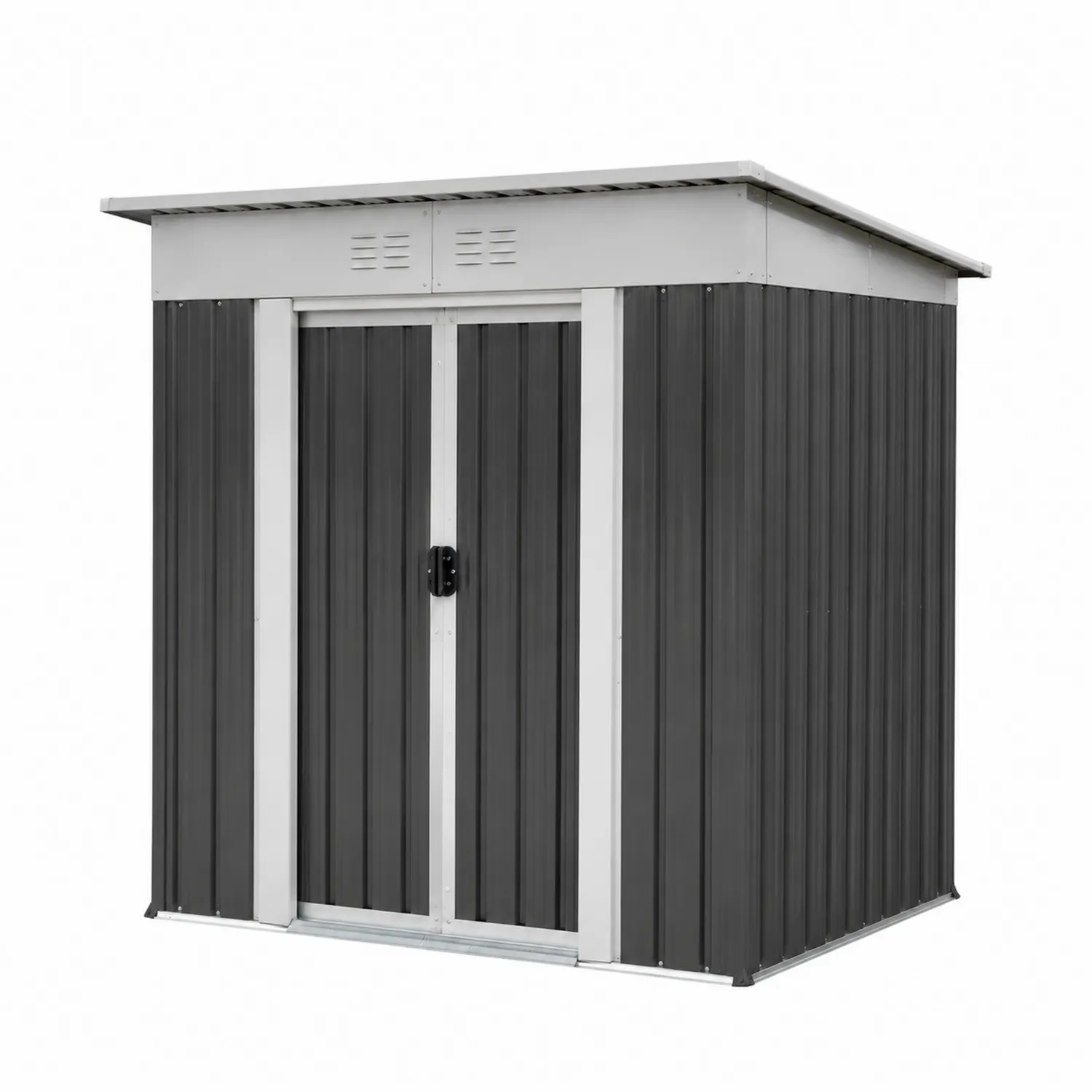 Abri de jardin en métal gris avec toit penté 213cm x 130cm x 173cm