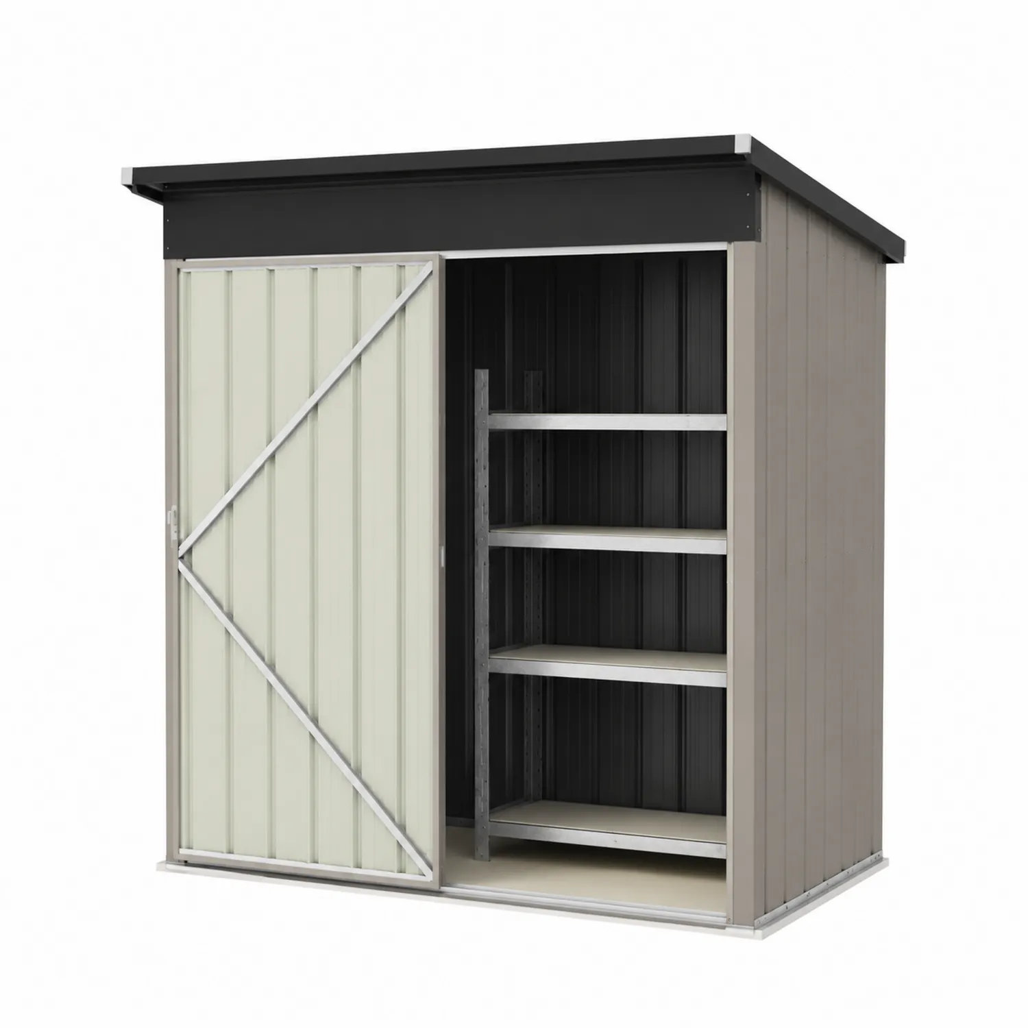 Abri de jardin en métal avec étagères intégrées 180x120x60 cm Gris/Beige