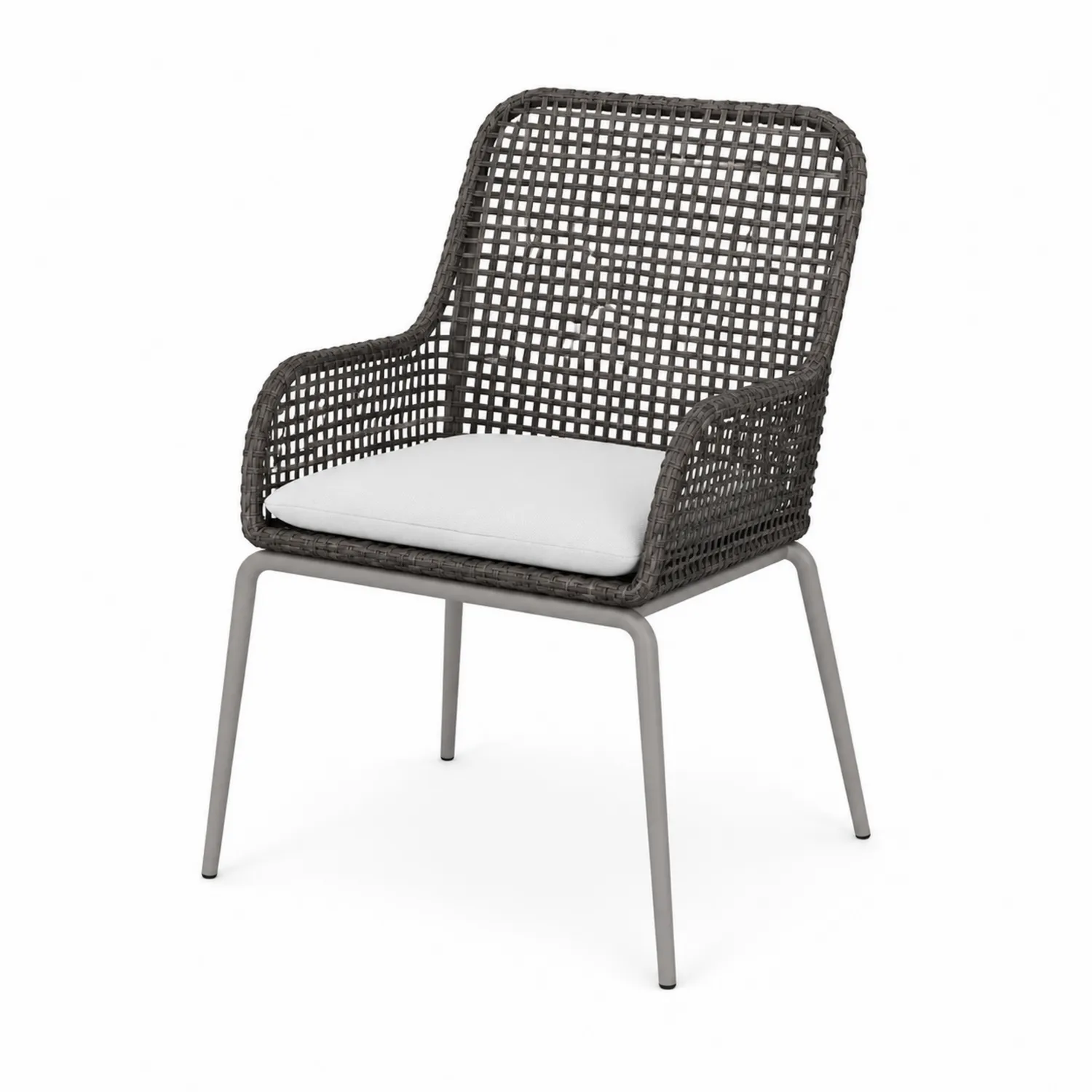 Chaise en résine tressée avec cadre en acier et coussin