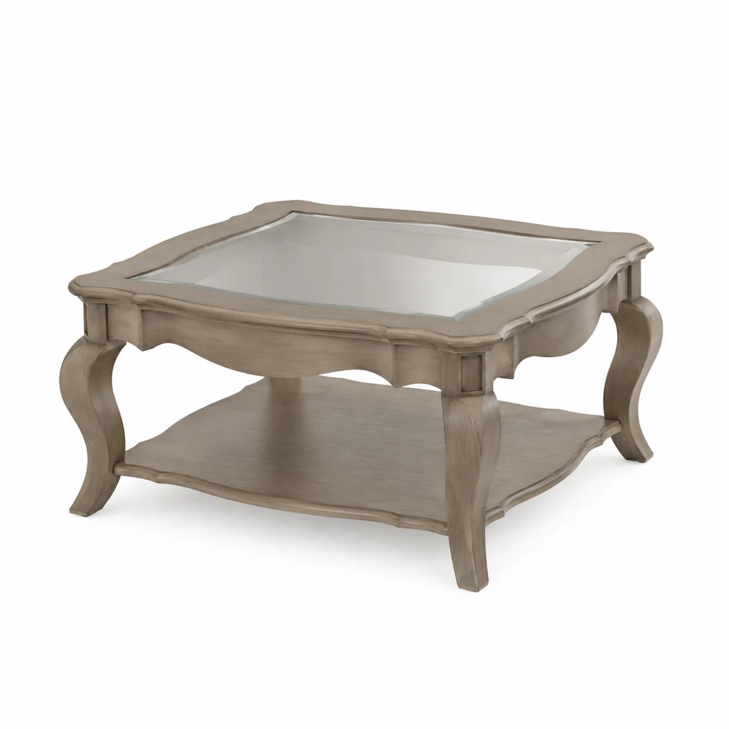 Table basse en bois et verre trempé marron 80x80x45 cm