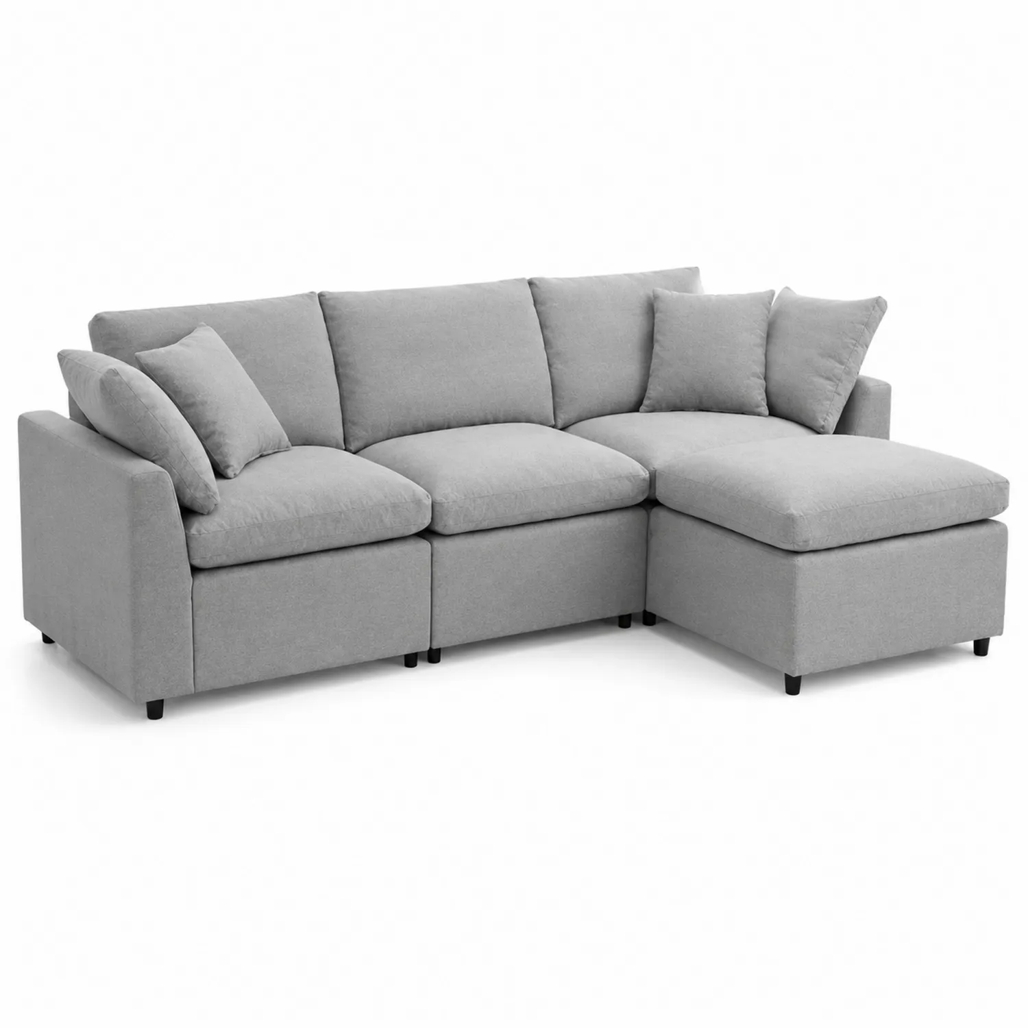 Canapé d'angle modulaire en tissu polyester gris
