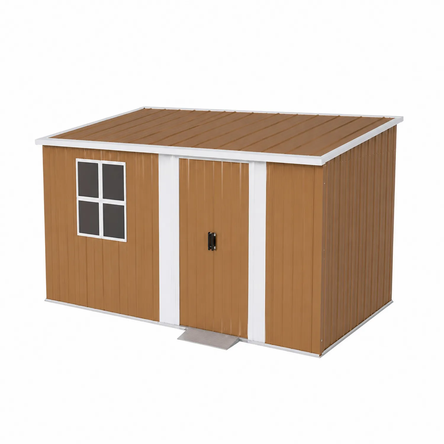Abri de jardin en métal marron avec fenêtre 200x150x180 cm