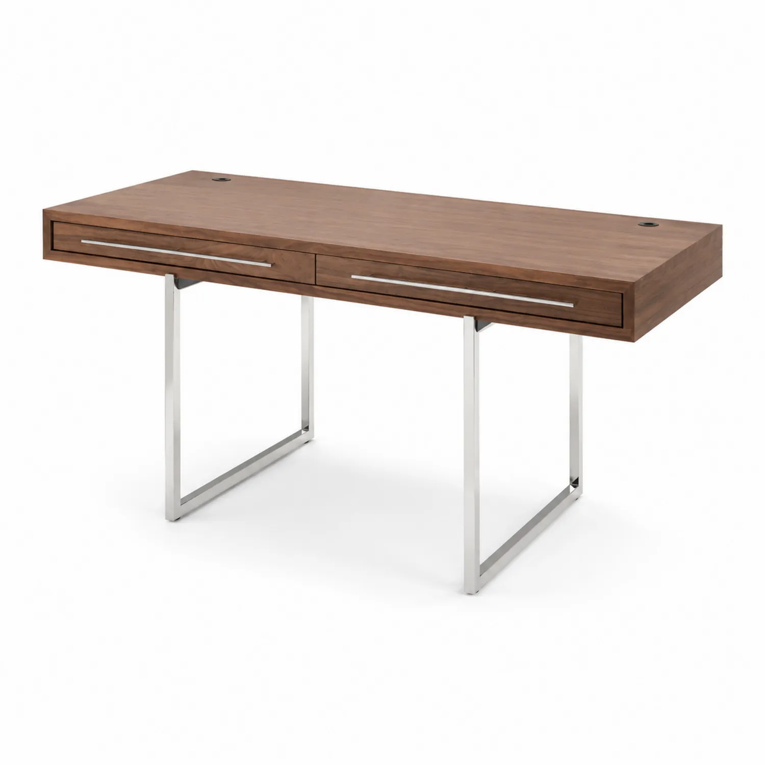 Bureau en Bois de Noyer avec Pieds en Acier Inoxydable, 150 cm