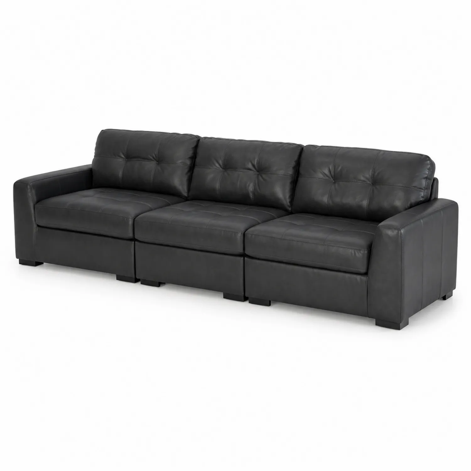 Canapé modulaire en cuir synthétique noir 3 places