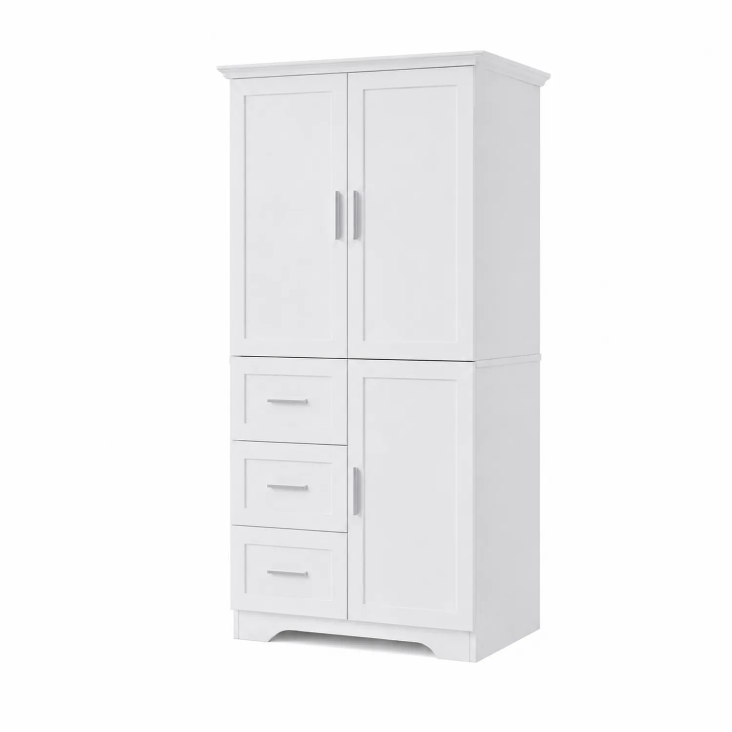 Armoire blanche en bois MDF avec portes et tiroirs