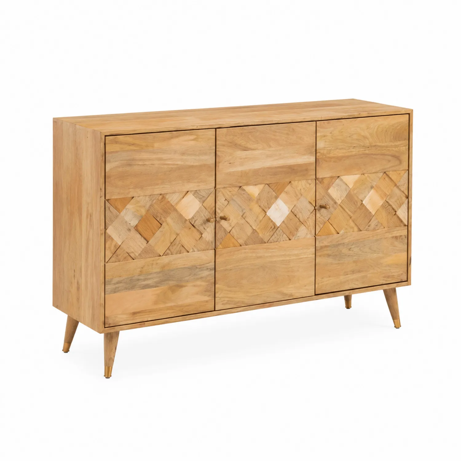 Buffet en bois de manguier 3 portes avec finition en vernis naturel