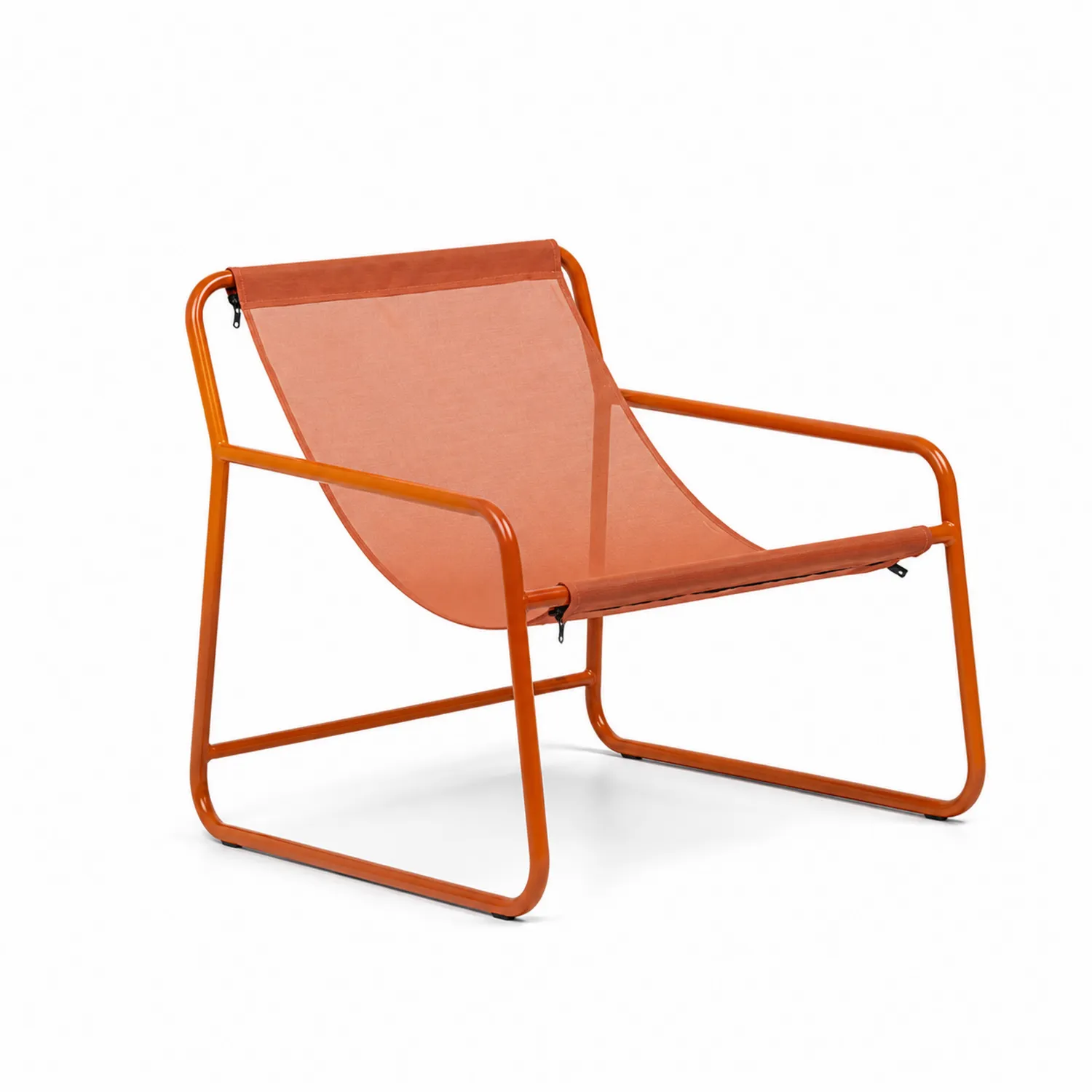 Fauteuil de jardin en métal avec assise en tissu Orange