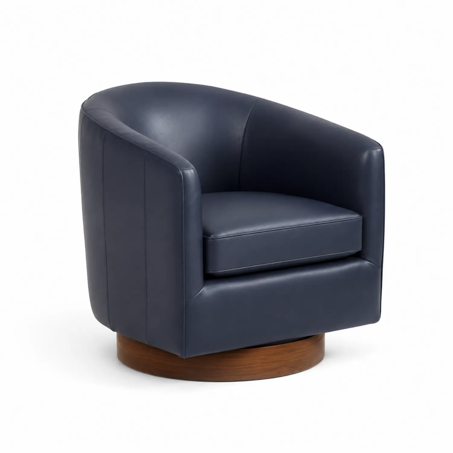 Fauteuil en cuir synthétique Bleu avec base pivotante en bois