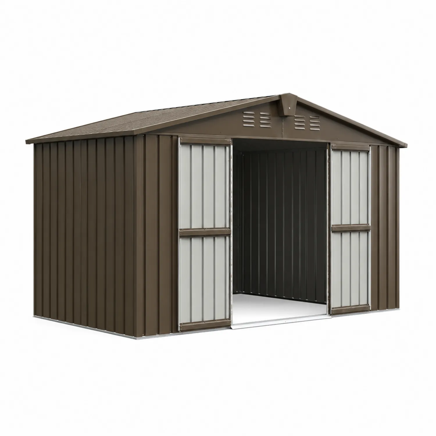 Abri de Jardin Métal Marron et Gris 255 cm x 181 cm x 177 cm