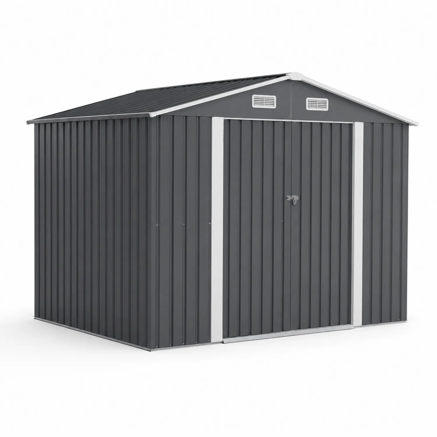 Abri de jardin en métal gris avec ventilation 250x130x178 cm