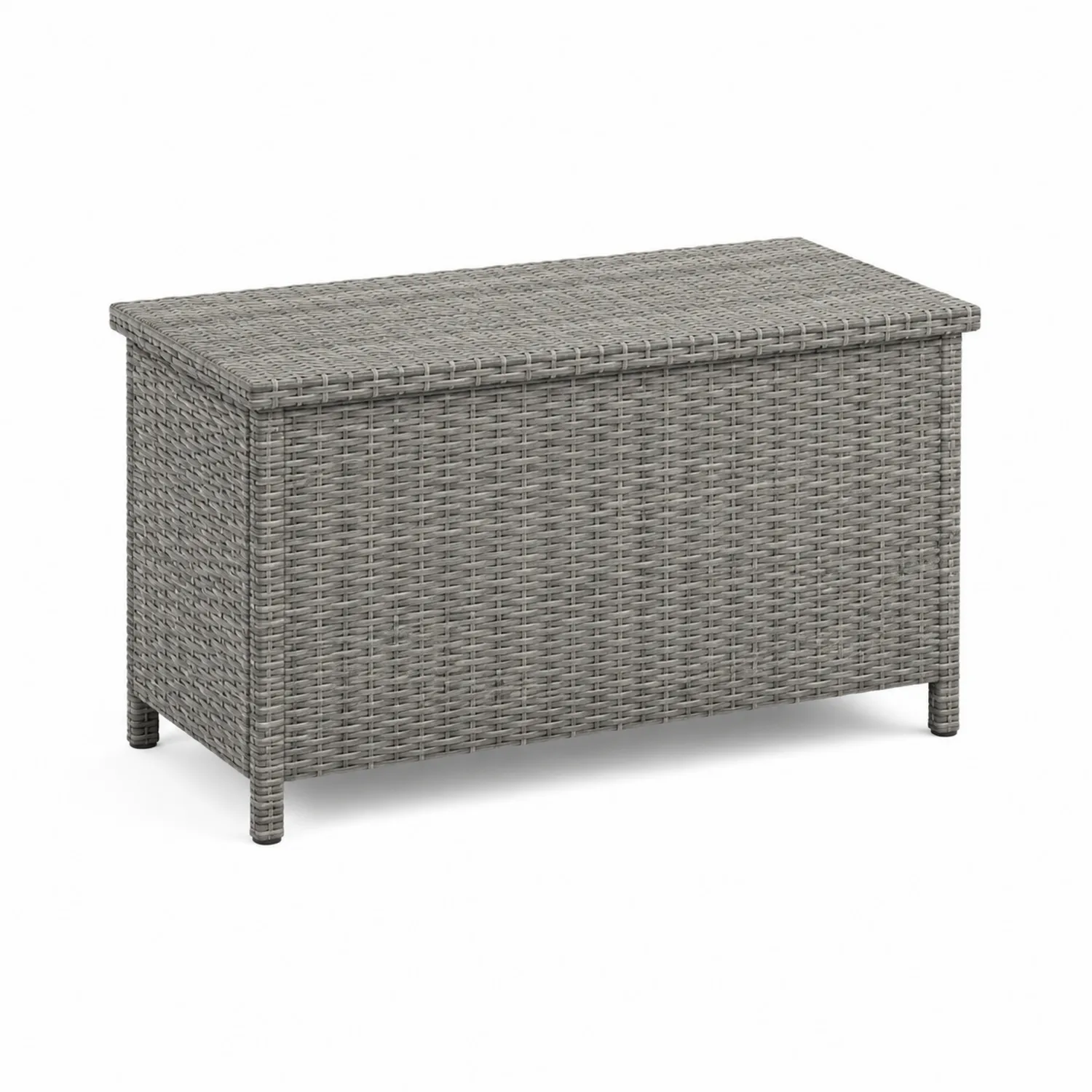 Coffre de rangement en osier synthétique gris