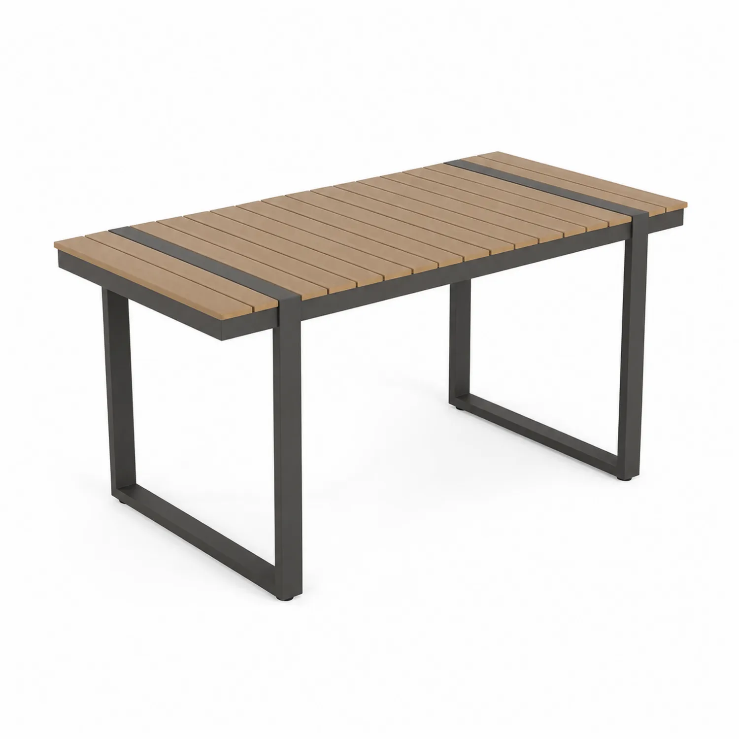 Table de jardin en aluminium et composite, 180x90x75 cm, Bois/Noir