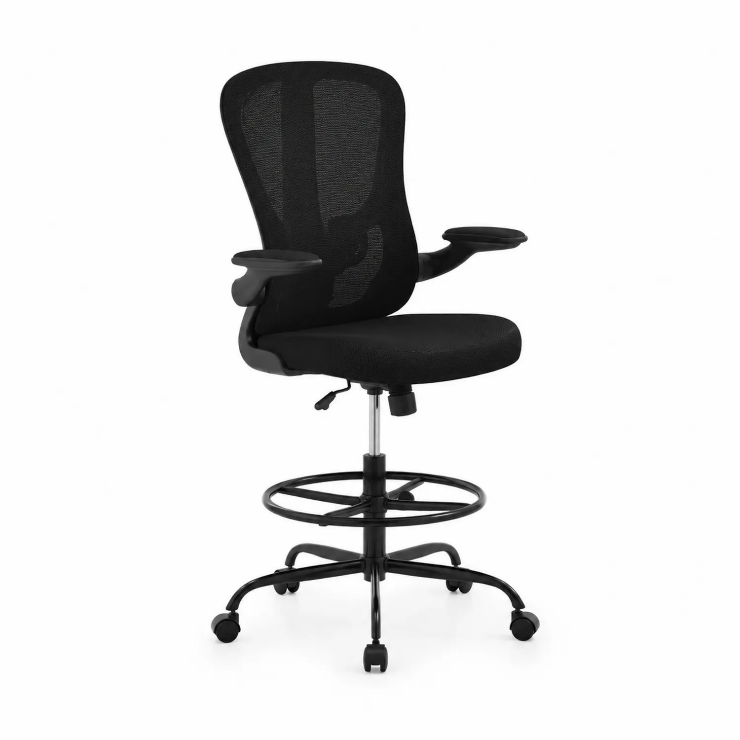 Chaise de bureau en maille avec accoudoirs réglables - Noir