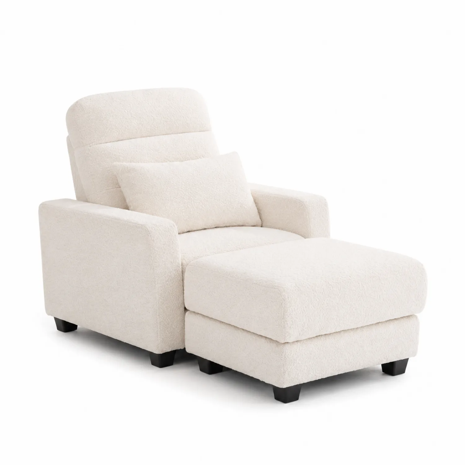 Chaise longue en tissu bouclé beige
