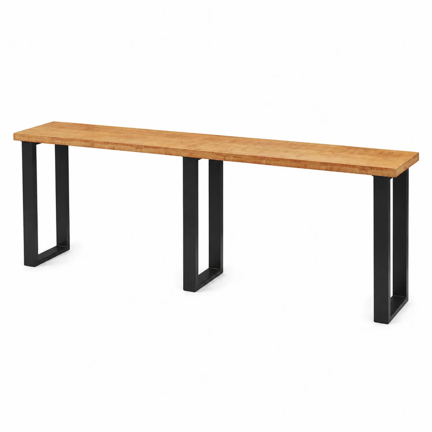 Console en bois de chêne et métal 200x30x75 cm