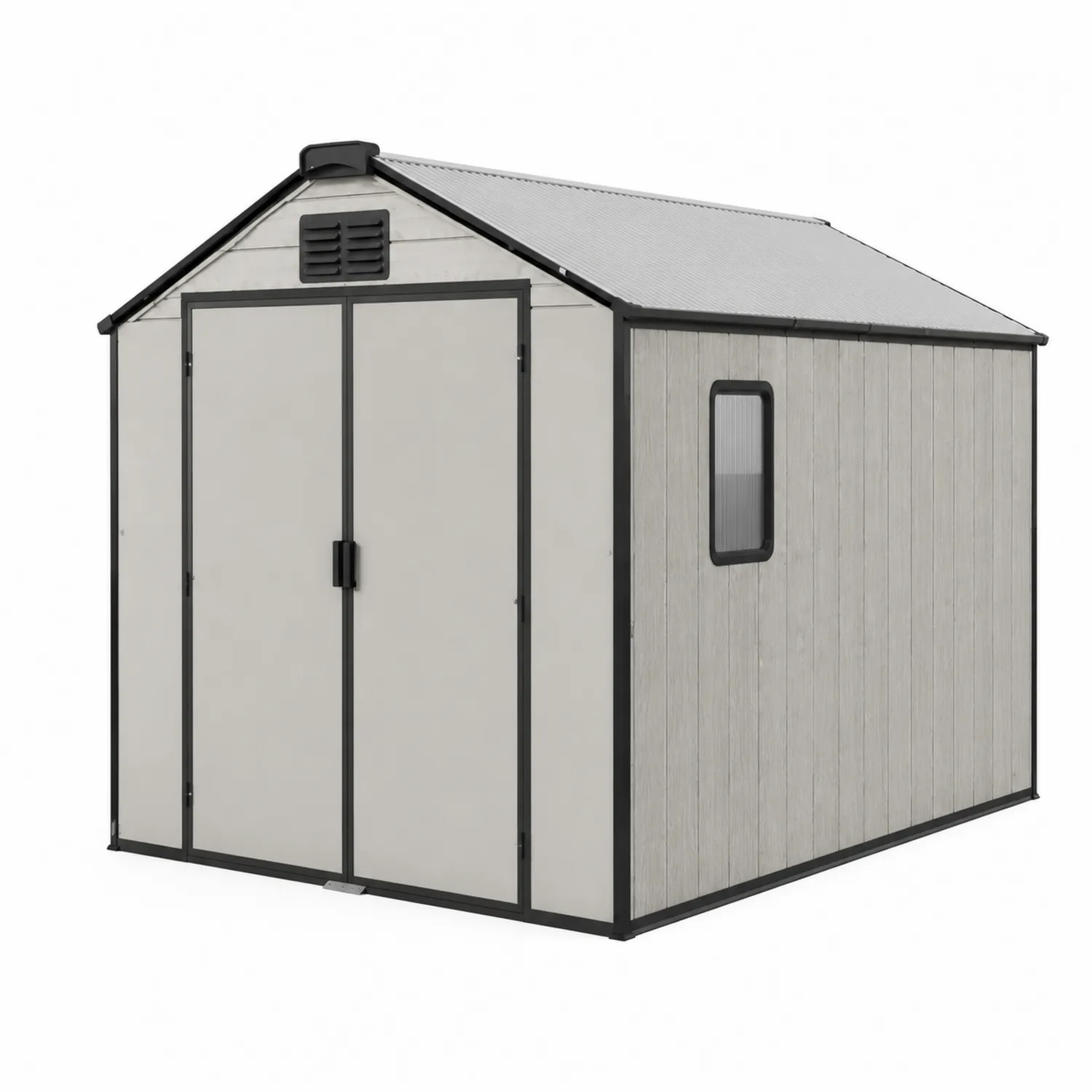 Abri de jardin en résine beige avec cadre en acier