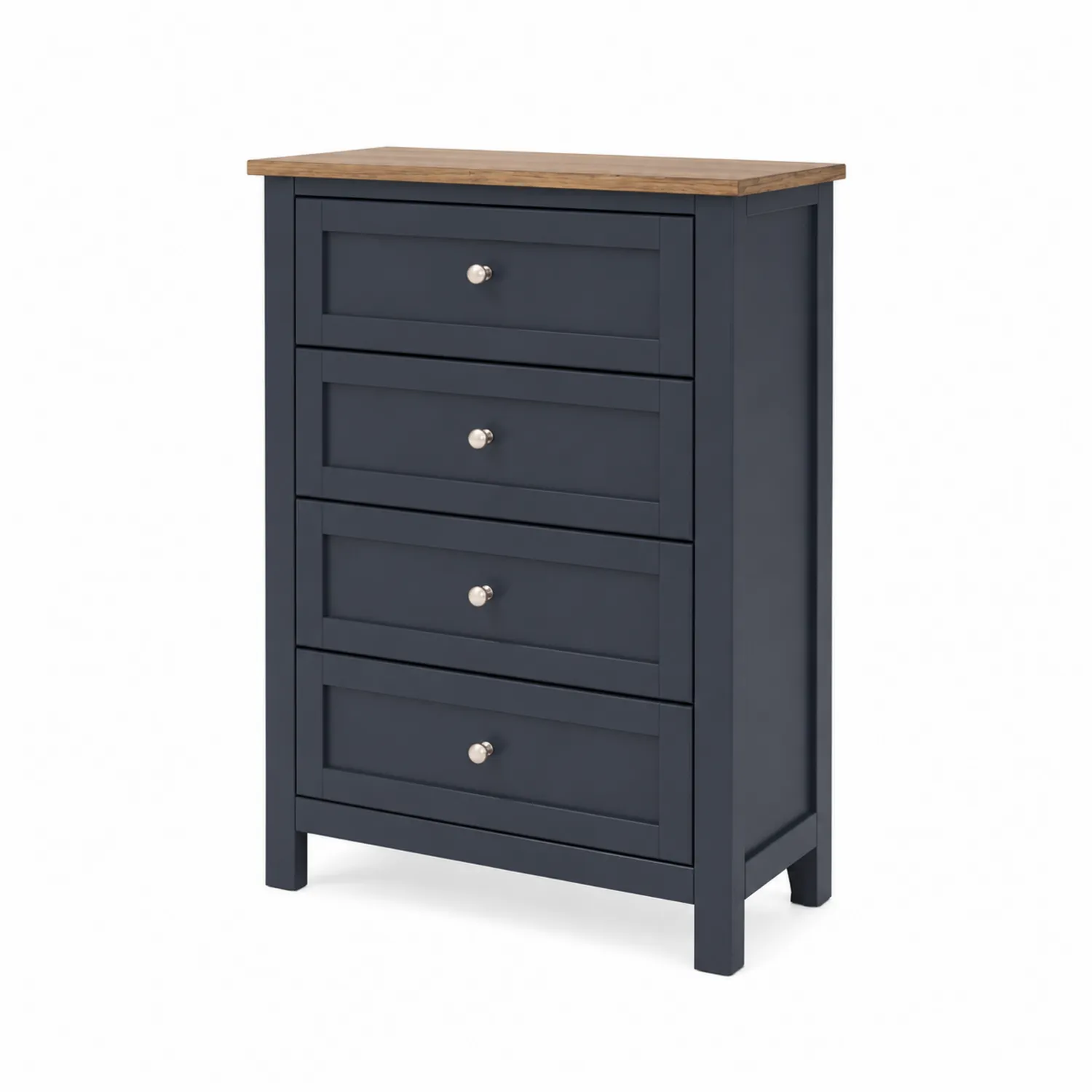 Commode 5 tiroirs en MDF Noir et Bois Naturel