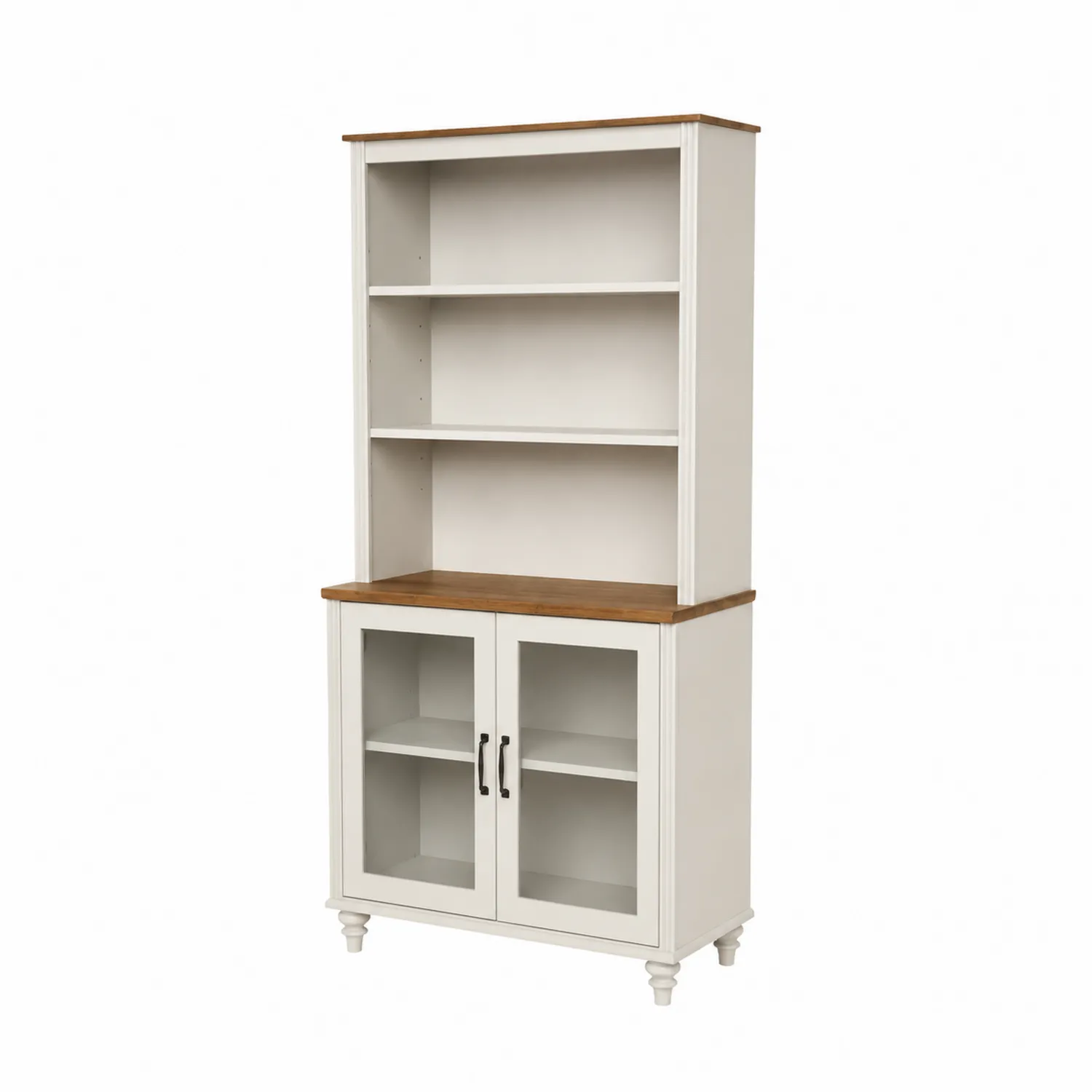 Buffet en bois avec portes vitrées et étagères réglables 80x40x180 cm